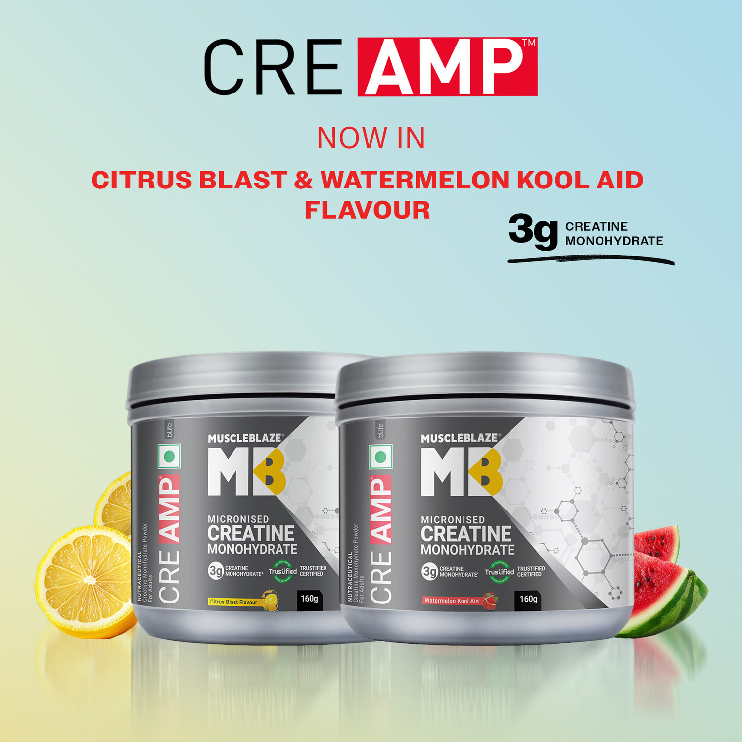 Image of MUSCLEBLAZE Micronised Creatine Monohydrate CreAMP Powder, Trustified Certified Creatine