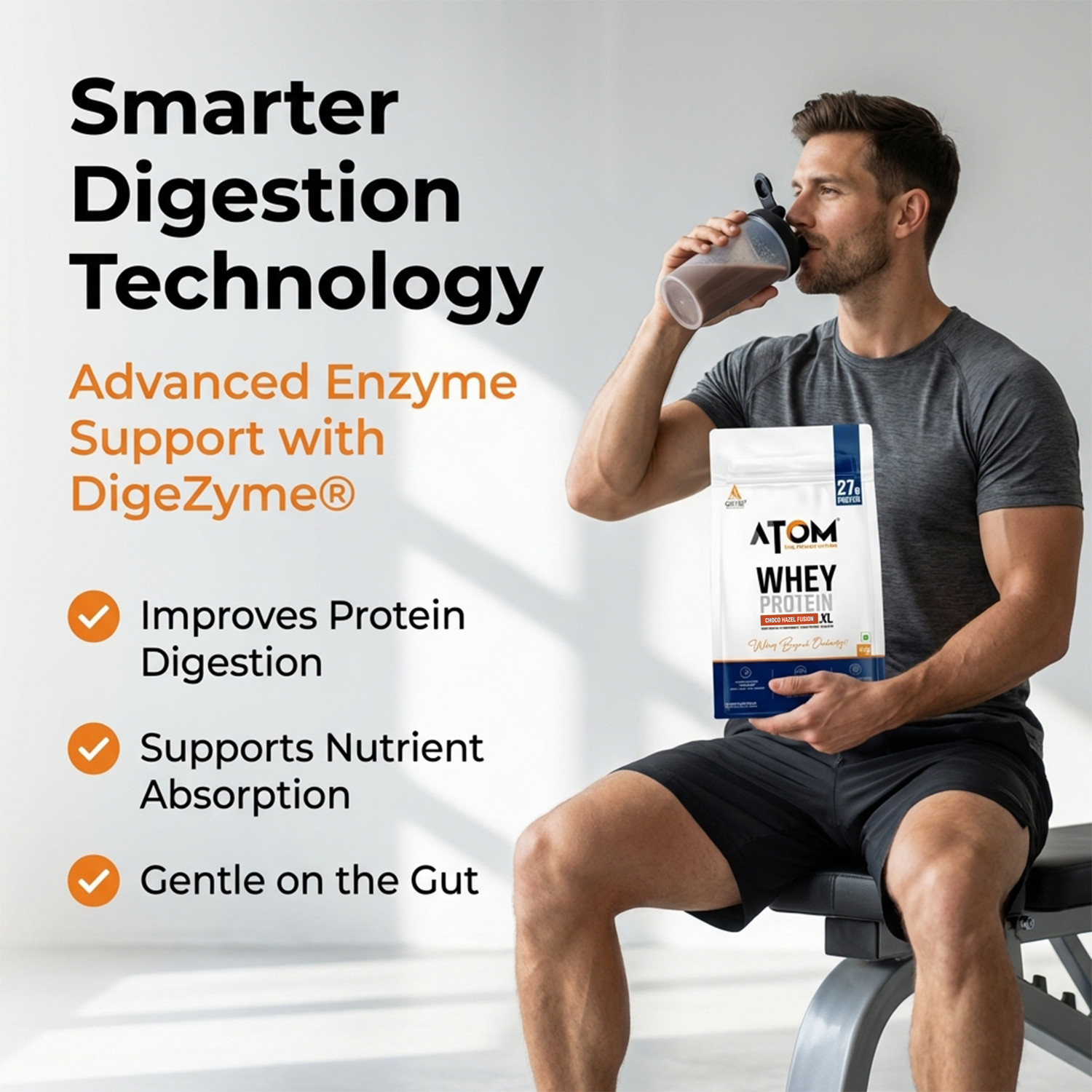 Image of AS-IT-IS Nutrition ATOM Whey Protein XL with Yeast Protein - Supports Recovery & Strength Whey Protein