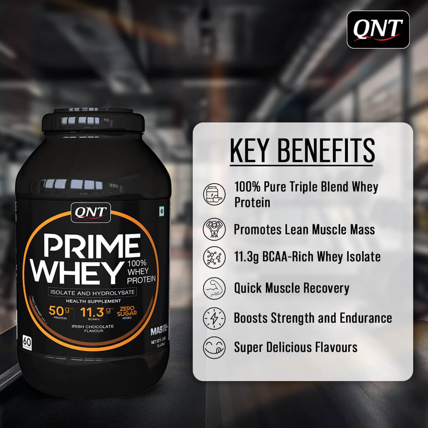 Image of QNT Prime Whey, 100% Whey Protein with whey Isolate, 4kg, Coffee Flavour Whey Protein