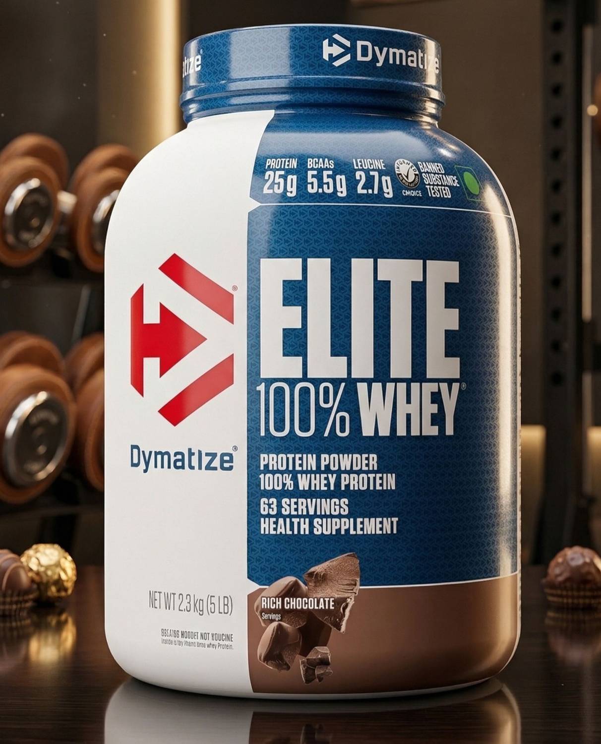 DYMATIZE Elite 100% Whey Protein Rich Chocolate 5LB 2.27 kg