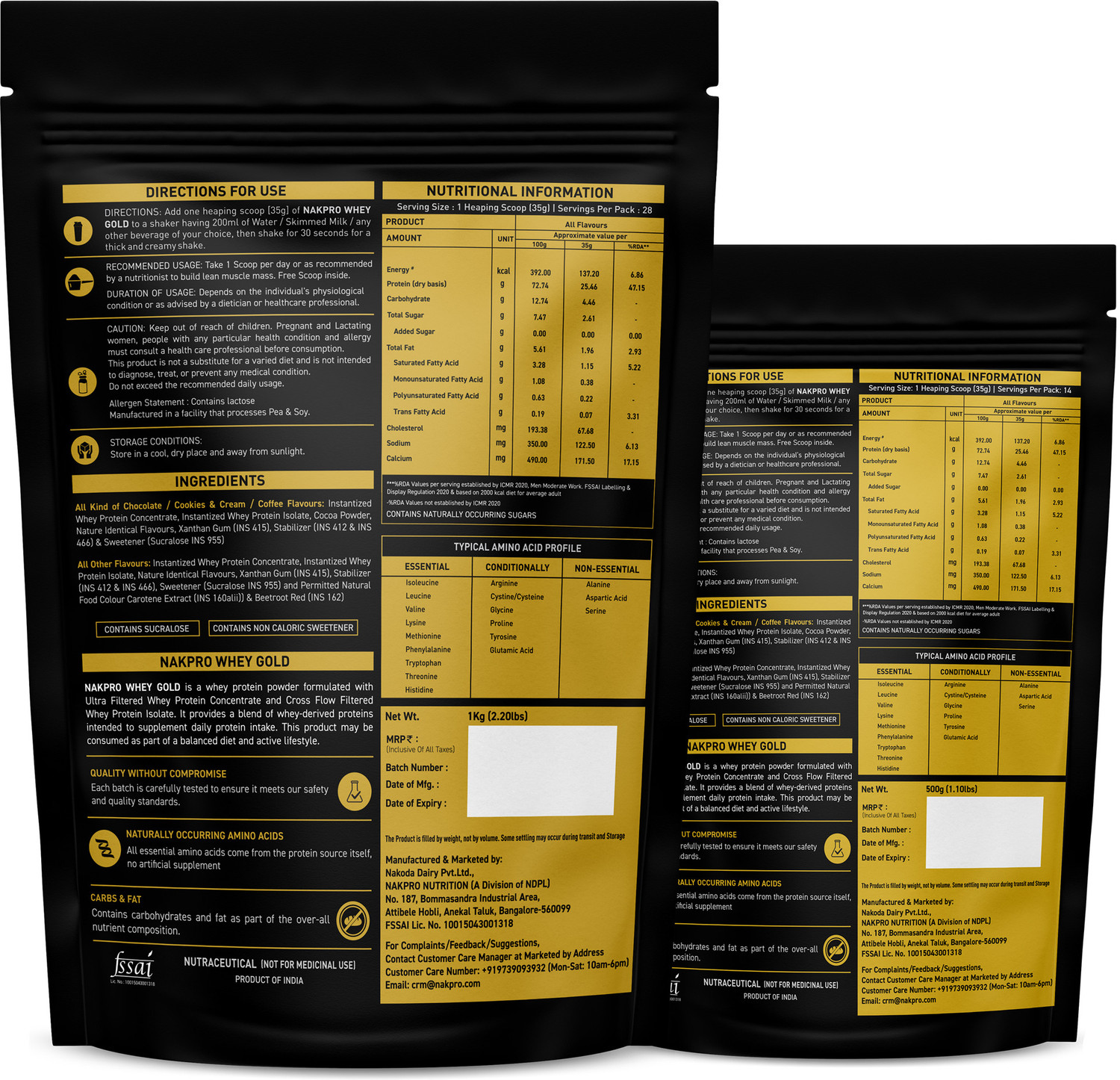 Image of Nakpro Gold Whey Protein Concentrate & Isolate | 25g Protein | Trustified Certified | Whey Protein