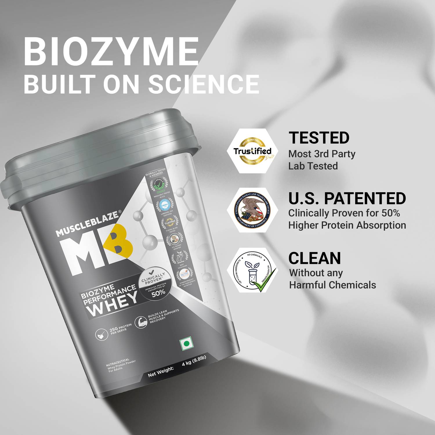 MUSCLEBLAZE Biozyme Performance Whey Protein, 25g - Image 4