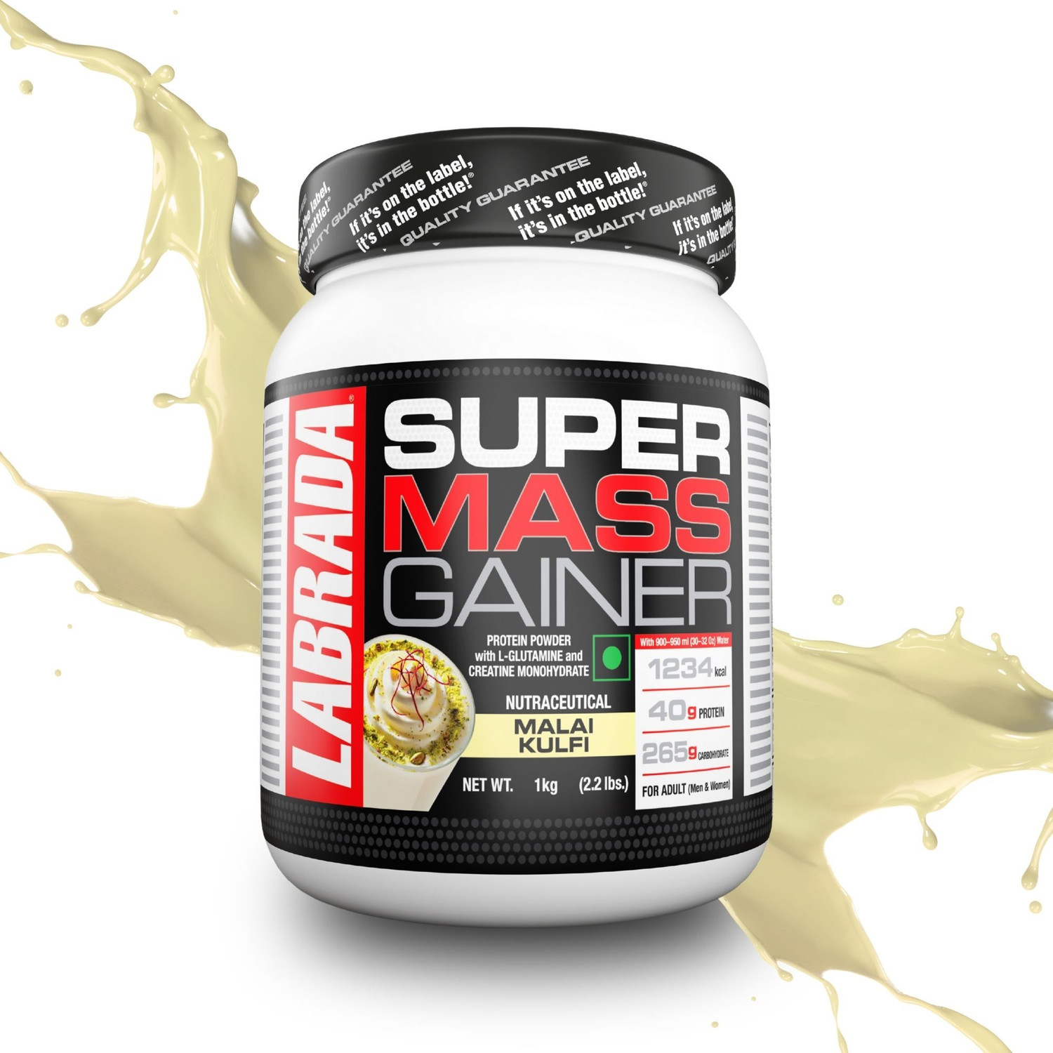 Image of Labrada Super Mass Gainer | Weight Gainer with Protein | Weight Gainers /Mass Gainers (1 kg, Malai kulfi)