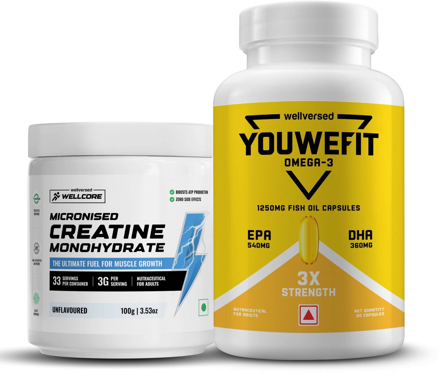 Wellcore Micronised Creatine Monohydrate | Lab Tested | Enhanced Absorption | 100% Pure Creatine(100 g, 60 g, Unflavored)