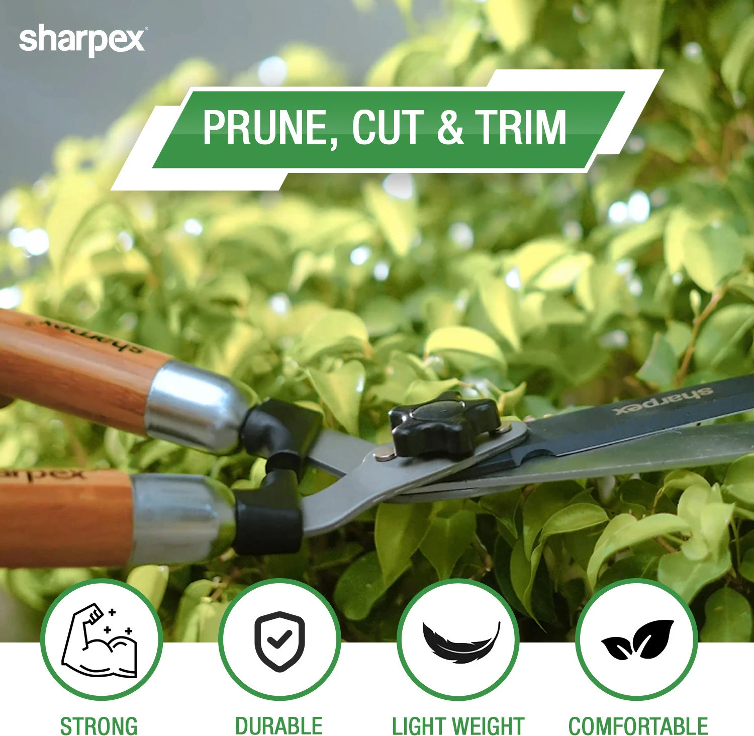 Image of Sharpex HS9 Heavy Duty Hedge Shear - Sharp 9''Blade, Spring-Loaded, Comfortable Handle Hedge Shear