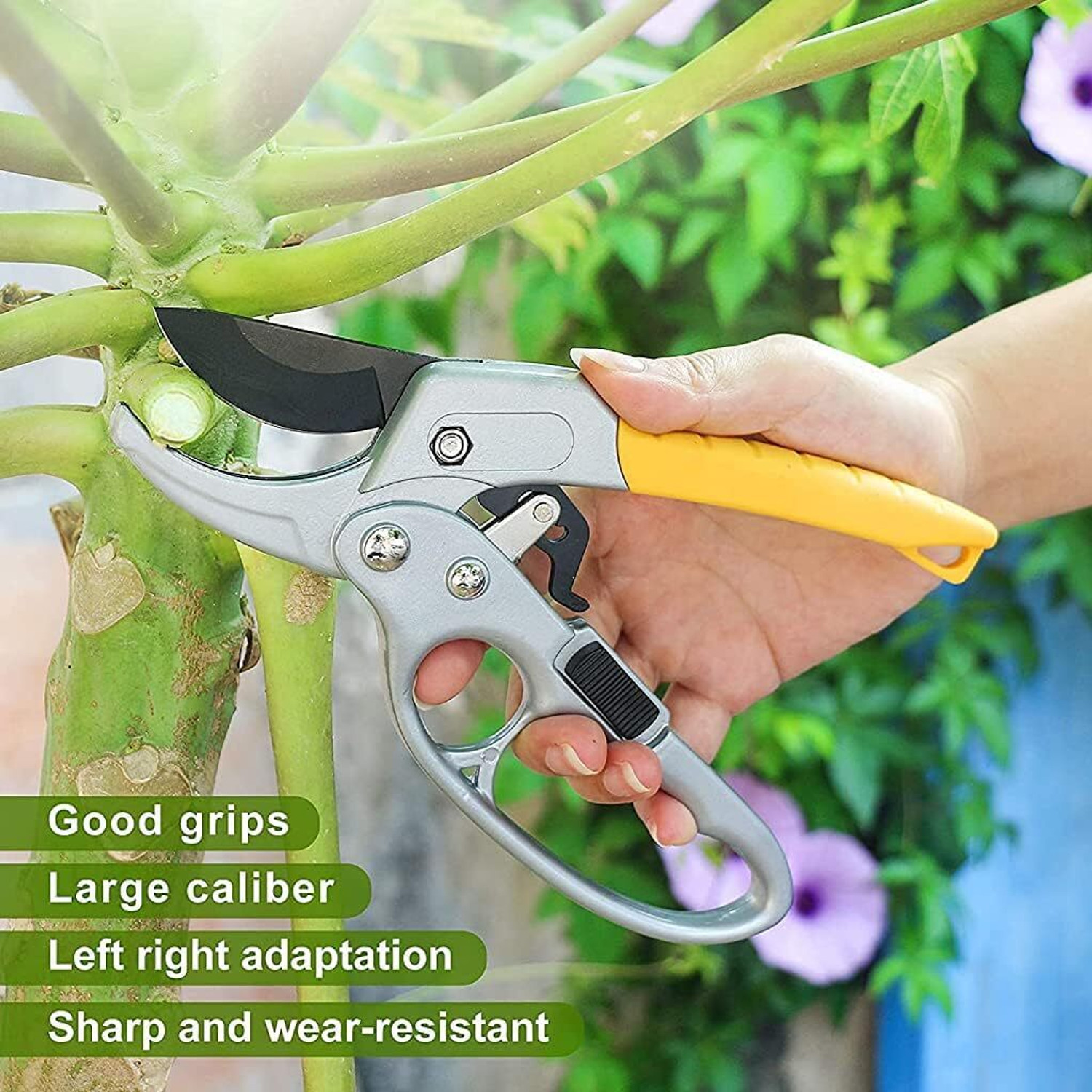 Image of NIYAMKAAY Gardening Scissor Stainless Steel Garden Snip with Safety Lock Garden Shears Sharp Cutter Pruners Scissor for Lawn, Garden & Potted Plants Bypass Pruner