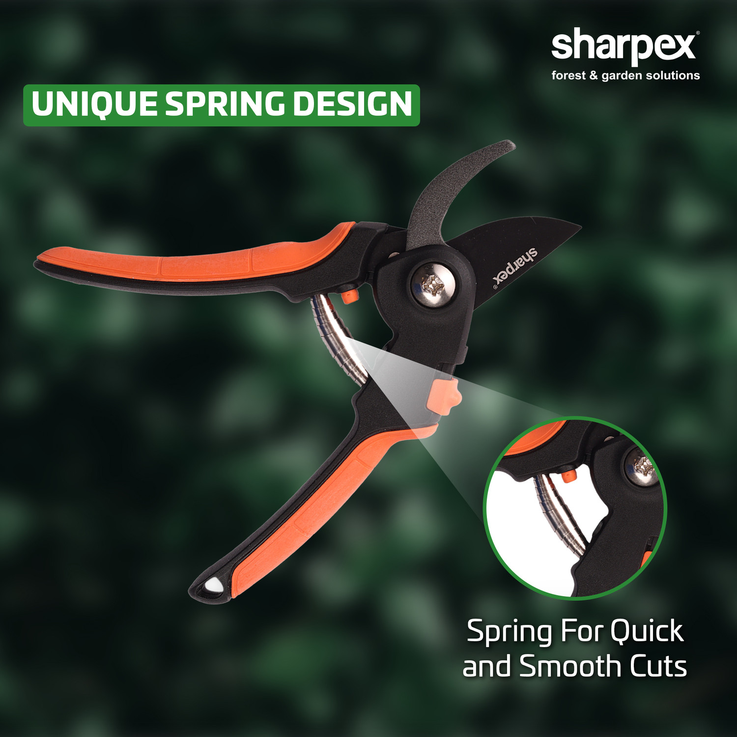 Image of Sharpex SHREXP3 8-Inch Bypass Pruning Shears - SK5 Carbon Steel, Teflon Blade for Garden & Trim Bypass Pruner