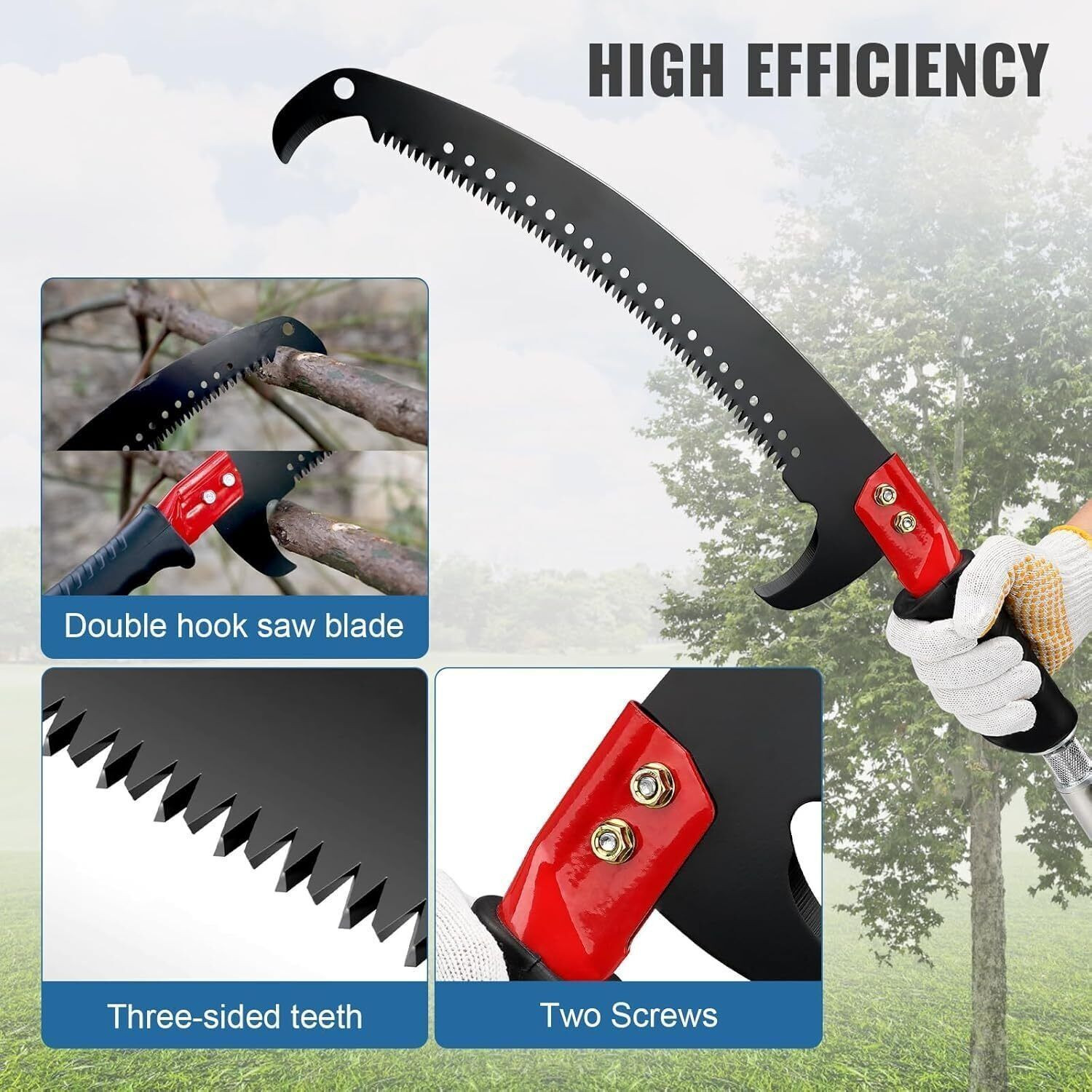 Image of Fieldstar Extendable Pruning Saw 3-12 Ft | Curved Blade & Scissors for High Branches Extendable Pruning Saw 3-12 Ft | Curved Blade & Scissors for High Branches Ratchet Pruner