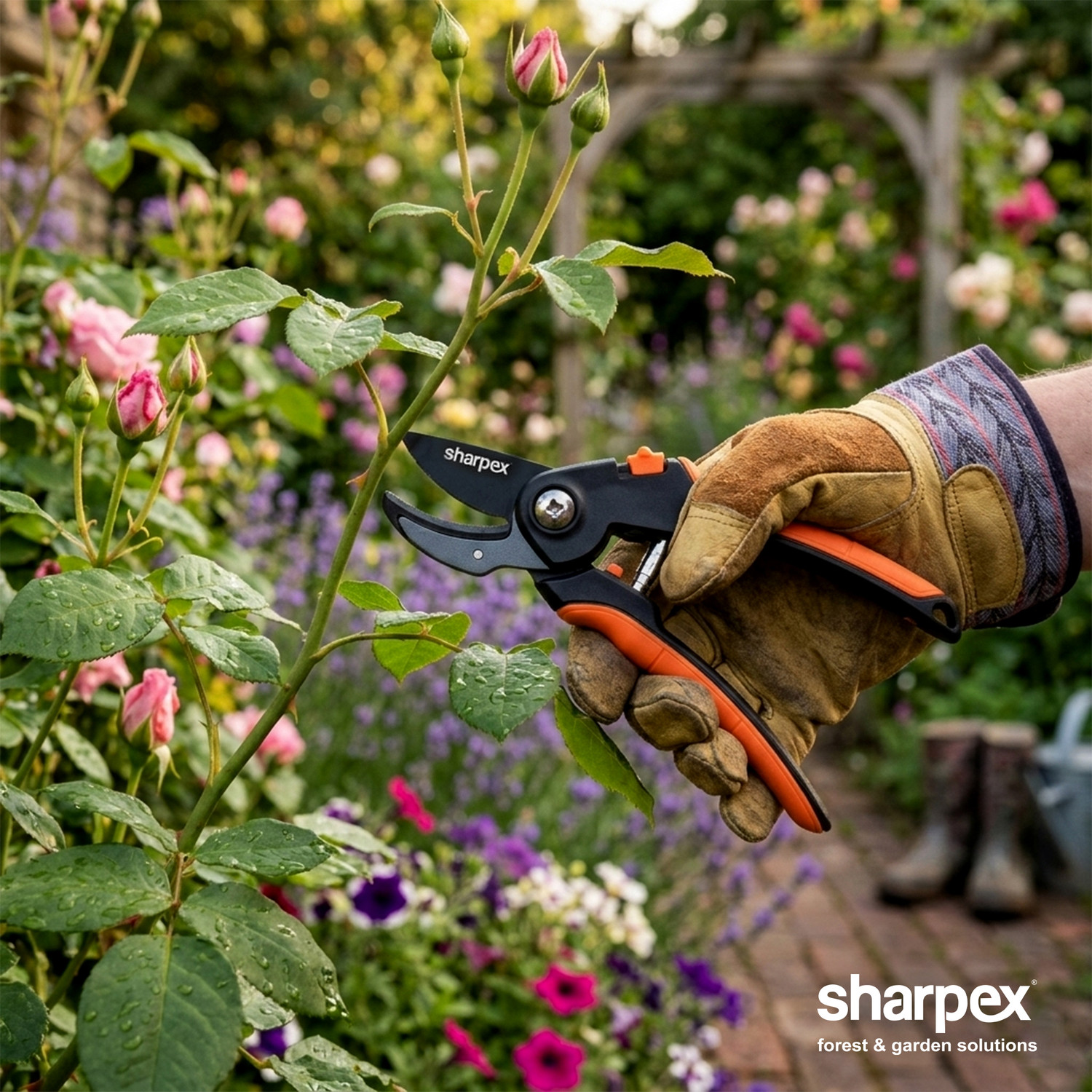 Image of Sharpex SHREXP3 Sharpex Anvil Pruning Shears - Carbon Steel Blades, Cuts Branches ≤1 Inch Bypass Pruner