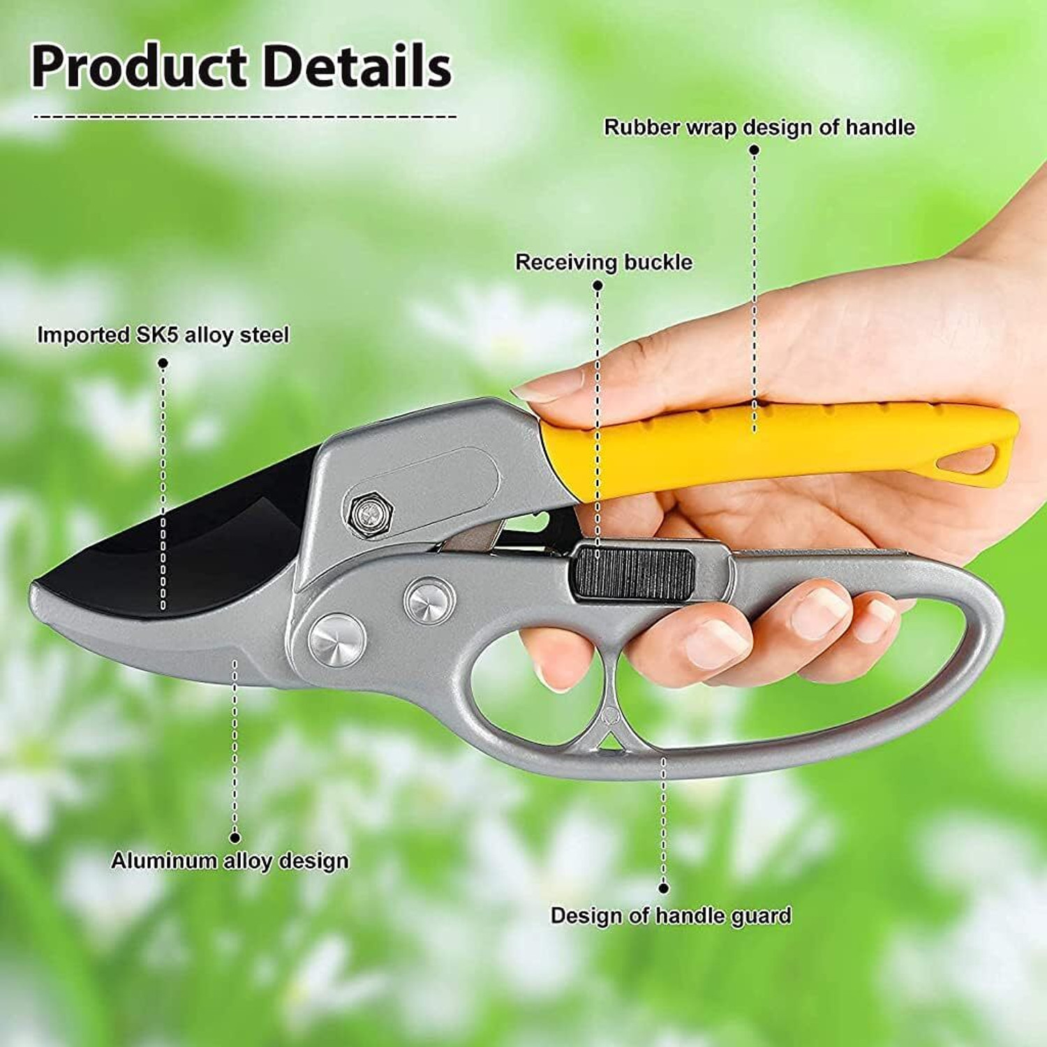 Image of NIYAMKAAY Gardening Scissor Stainless Steel Garden Snip with Safety Lock Garden Shears Sharp Cutter Pruners Scissor for Lawn, Garden & Potted Plants Bypass Pruner