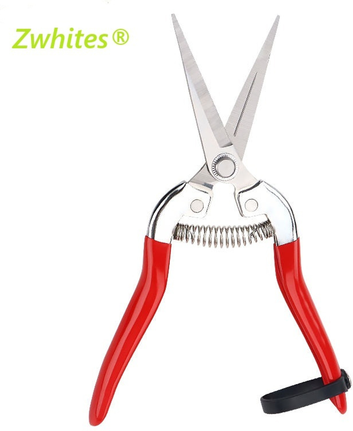 Image of Zwhites UGI-104 Scissors 3mm Cutting Premium Pruning Grape Clipper Stainless Long Straight Curved Hand Pruning Shear 8'' Pruners Bypass Pruner