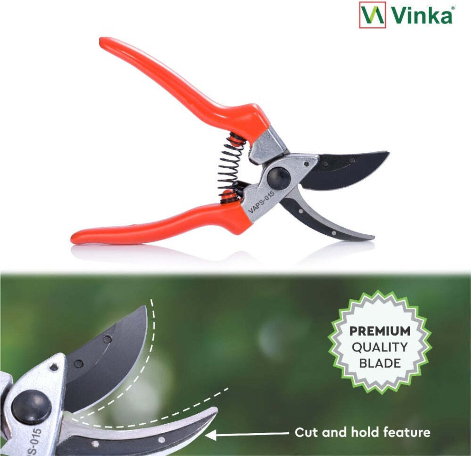 Image of Vinka VAPS-015 Pruning Flower Secateur Cut & Hold, Cuts Stem of Rose and Fruits Bypass Pruner