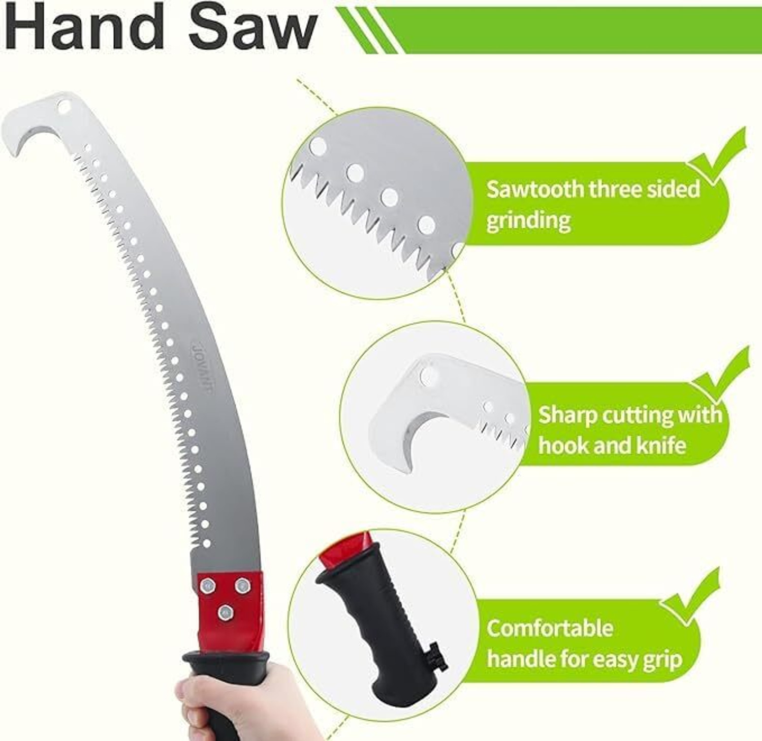 Image of Udyanika Wood Cutter Pruning Saw | Tree Cutter Tool With Extendable Pole Fixing Slot | Hand Saw With Dual side Teeth and Stable Firm Grip Bypass Pruner
