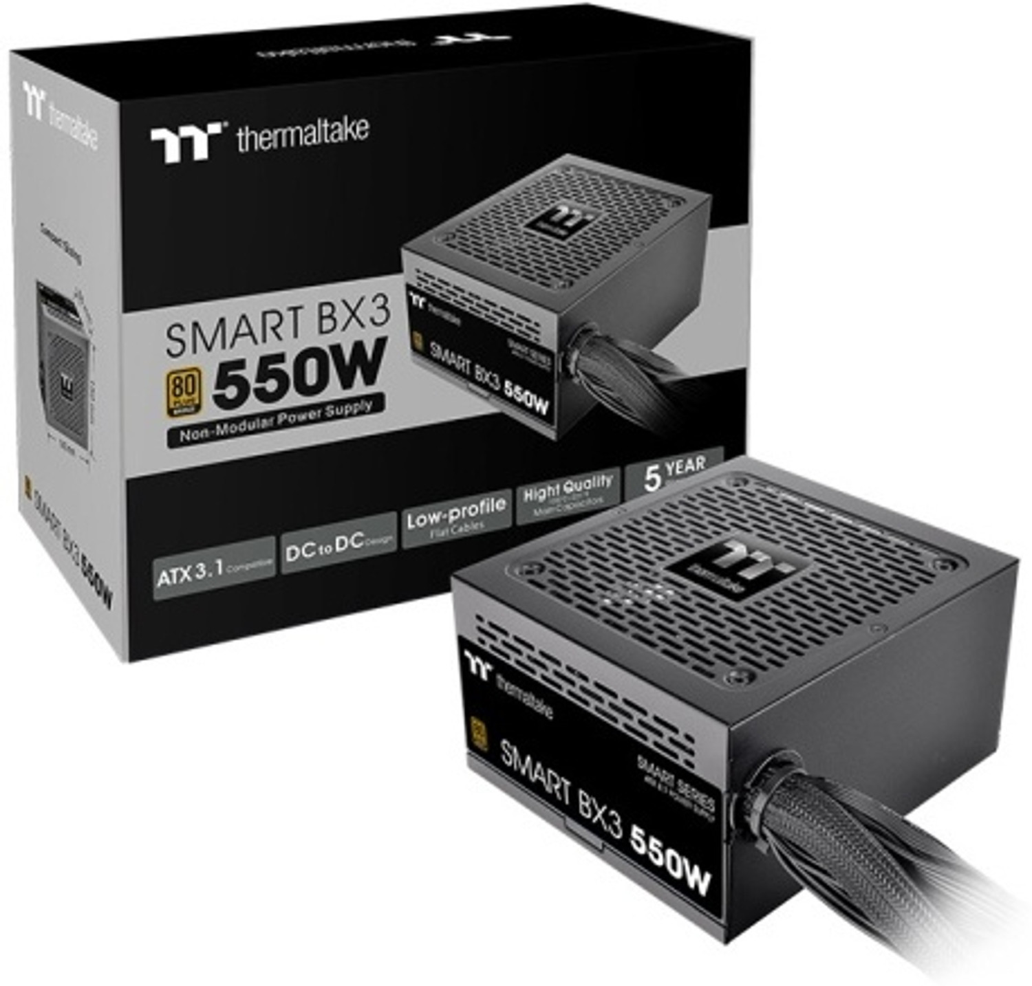 Image of Thermaltake Smart BX3 Bronze 550 Watts Computer PSU with 4 SATA Cables