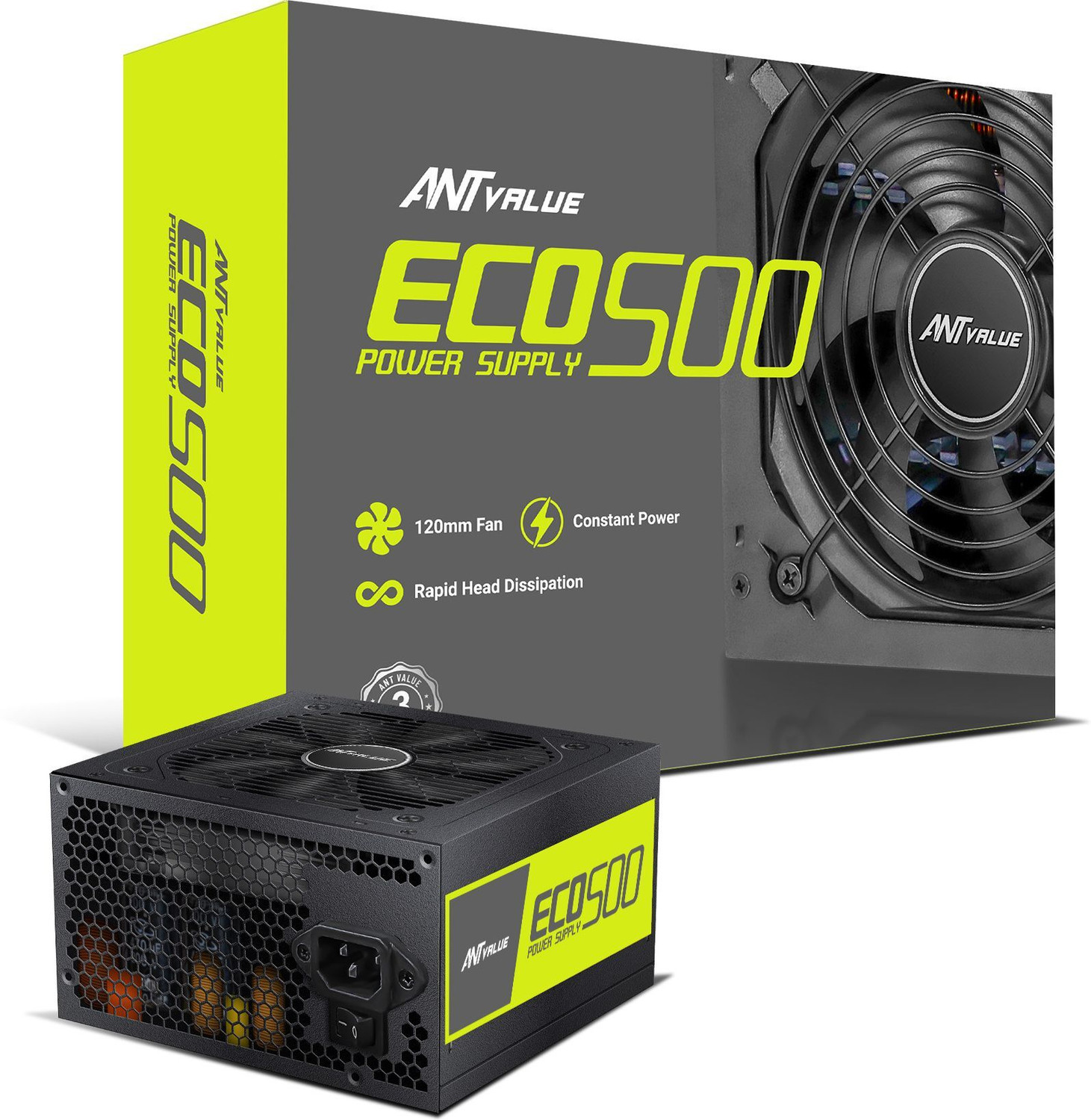 Image of Ant Esports Ant Value ECO 500 500 Watts Gaming PSU with 4 SATA Cables