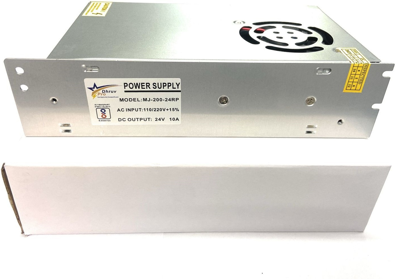 Image of DHRUV-PRO Led Indicator 24 Volt / 10 Amp DC Output Power Supply Metal Case Type Power Supply Adaptor for CCTV Camera AC Input 100 /240vAC 240 Watts Computer PSU with 7 SATA Cables (Silver)