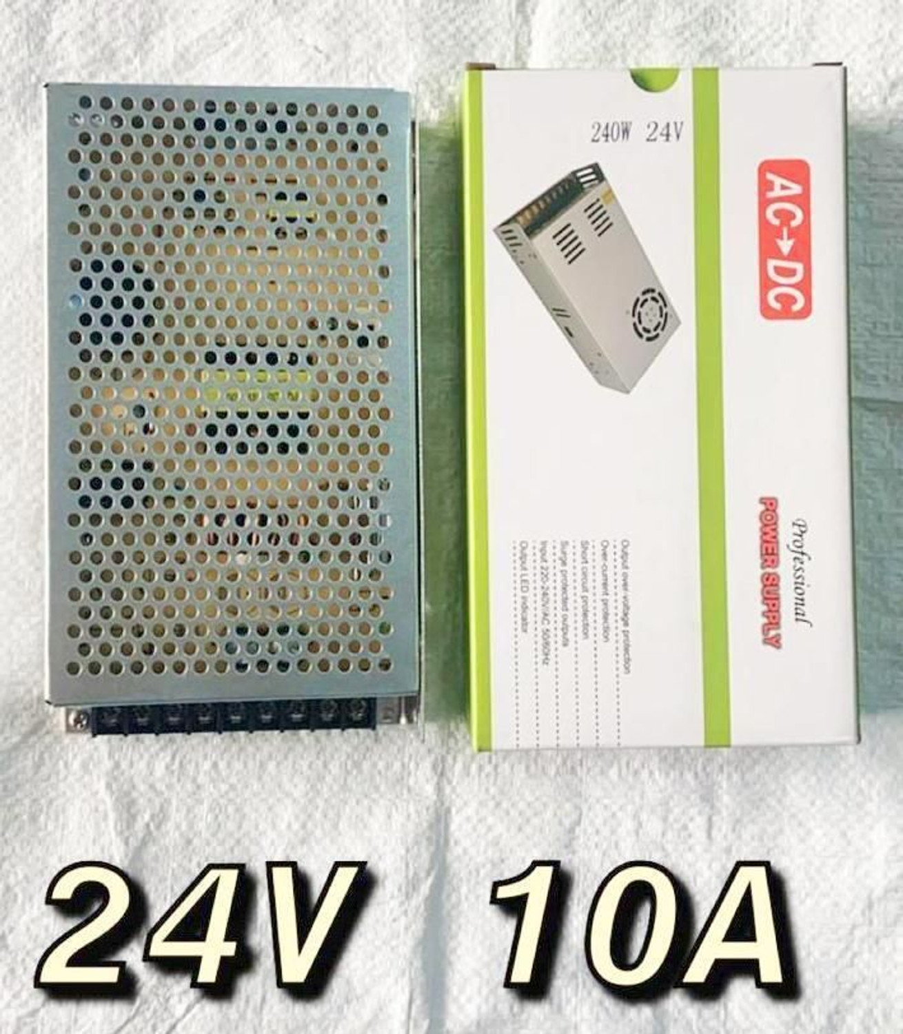Image of GoodsBazaar 24 Volt 10 Amp Metal Body Power Supply AC to DC Adapter Transformer 24v 10a 240w 240 Watts Computer PSU with 9 SATA Cables