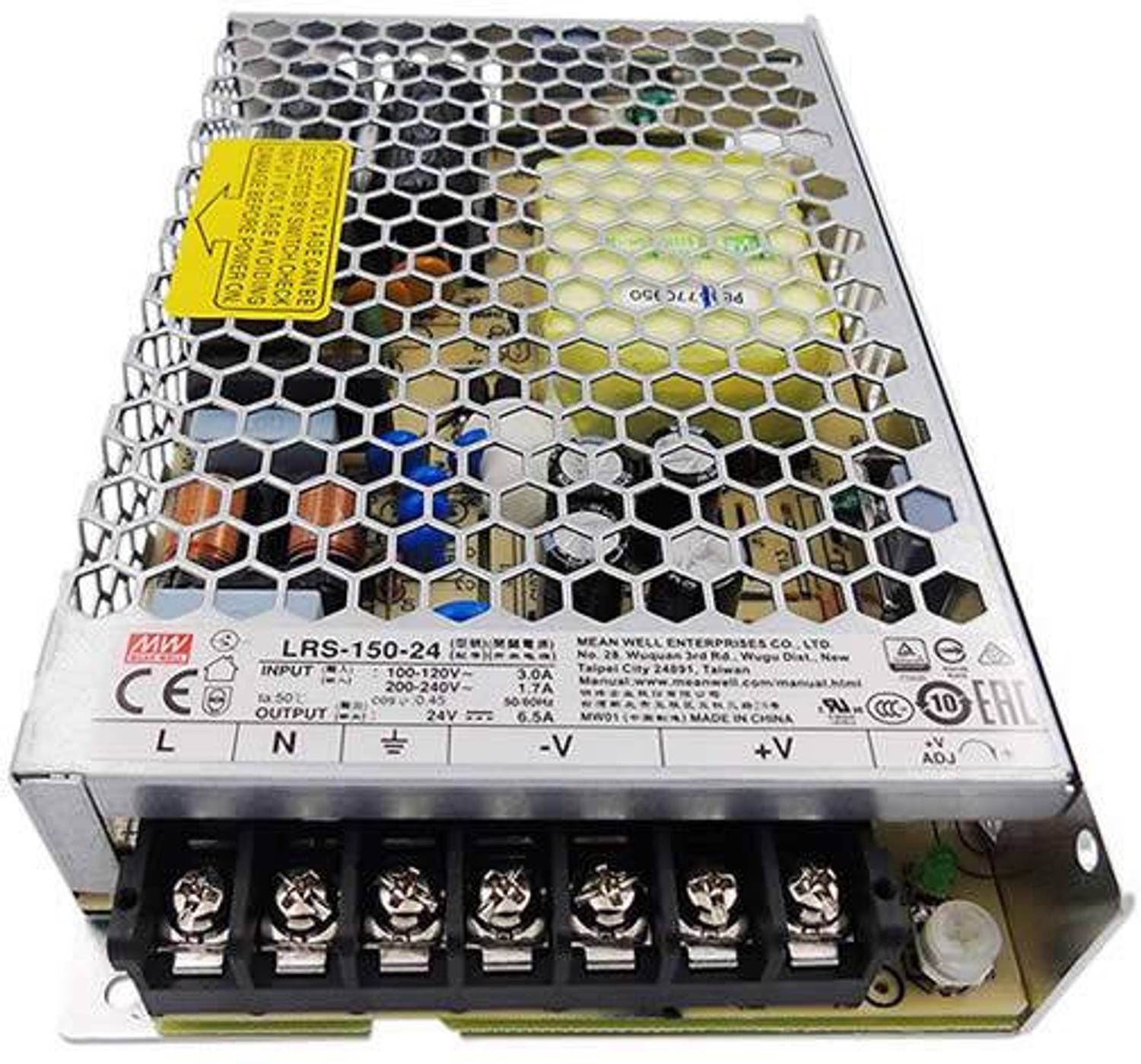 Mean Well power supply, LRS-150-24, 150 watt, 24 valt, 6.5 AMP