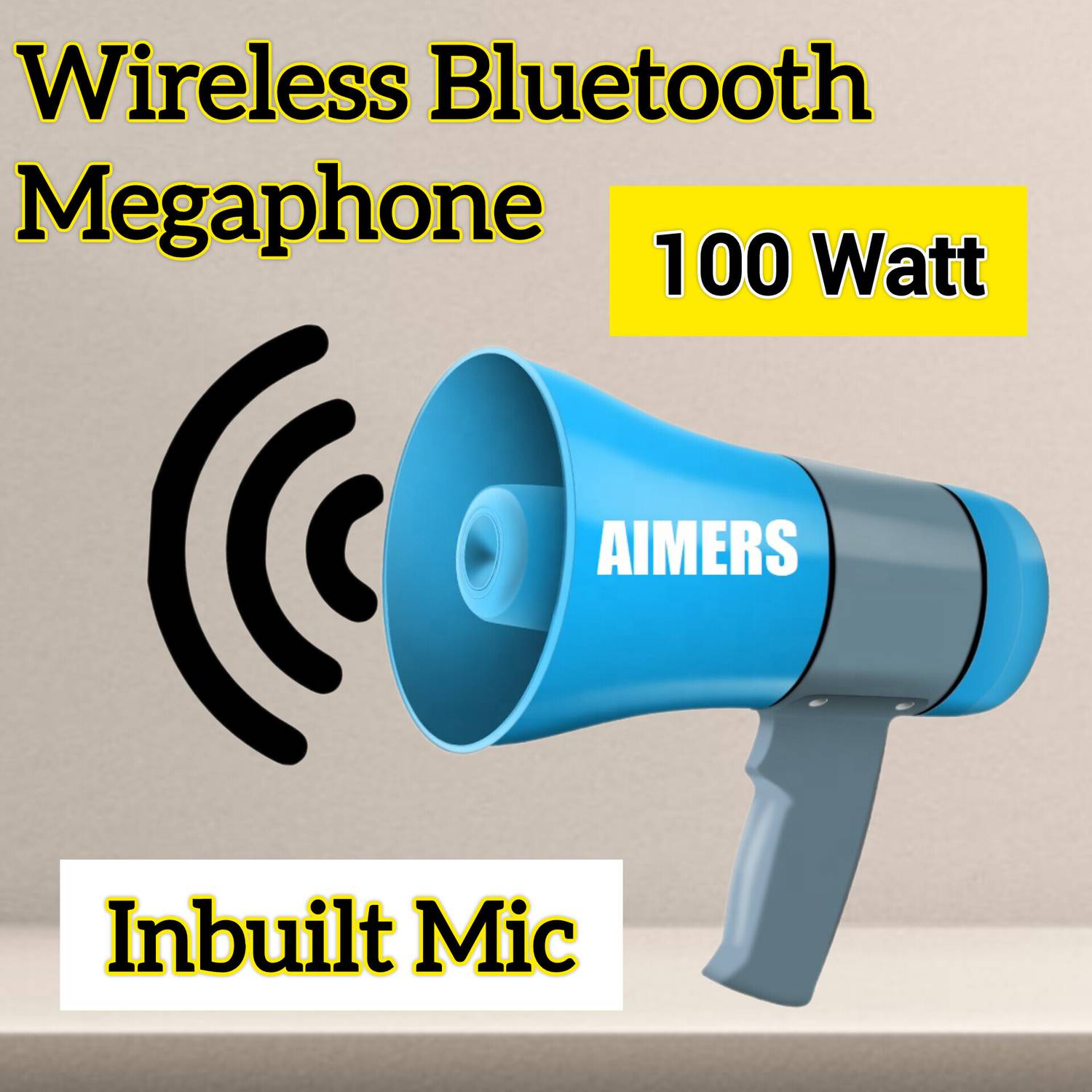 AIMERS 100W Megaphone LoudSpeaker Recording USB & SDCard Support Indoor, Outdoor PA System