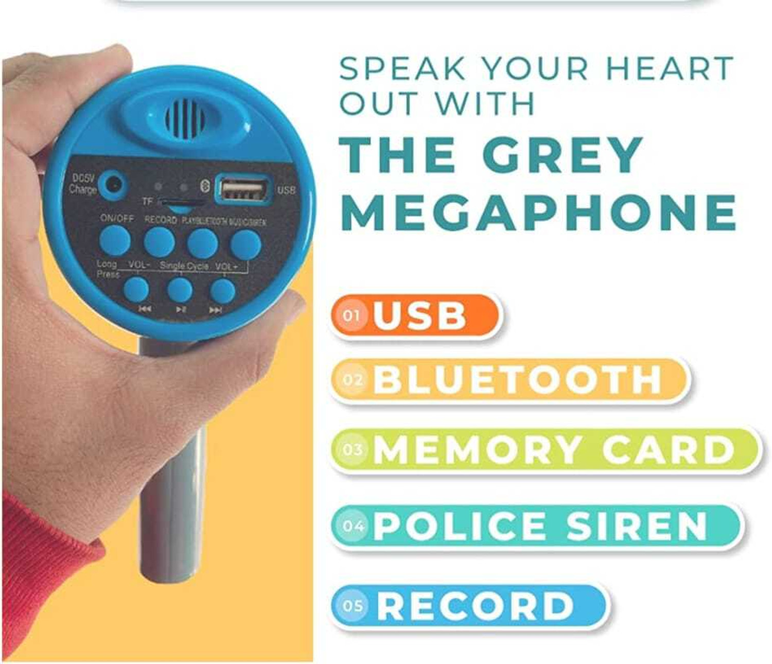 Image of AIMERS 100W Megaphone LoudSpeaker Recording USB & SDCard Support Indoor, Outdoor PA System