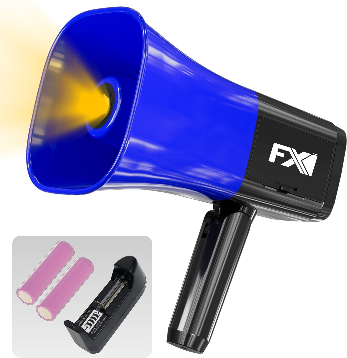 Image of FXI MP-835 Megaphone Speaker For Announcing Talk Record Play, Siren, Inbuilt Torch, Dual Battery Foldable Loudspeaker Bluetooth Megaphone with 13 Pre Recorded Tones Indoor, Outdoor PA System