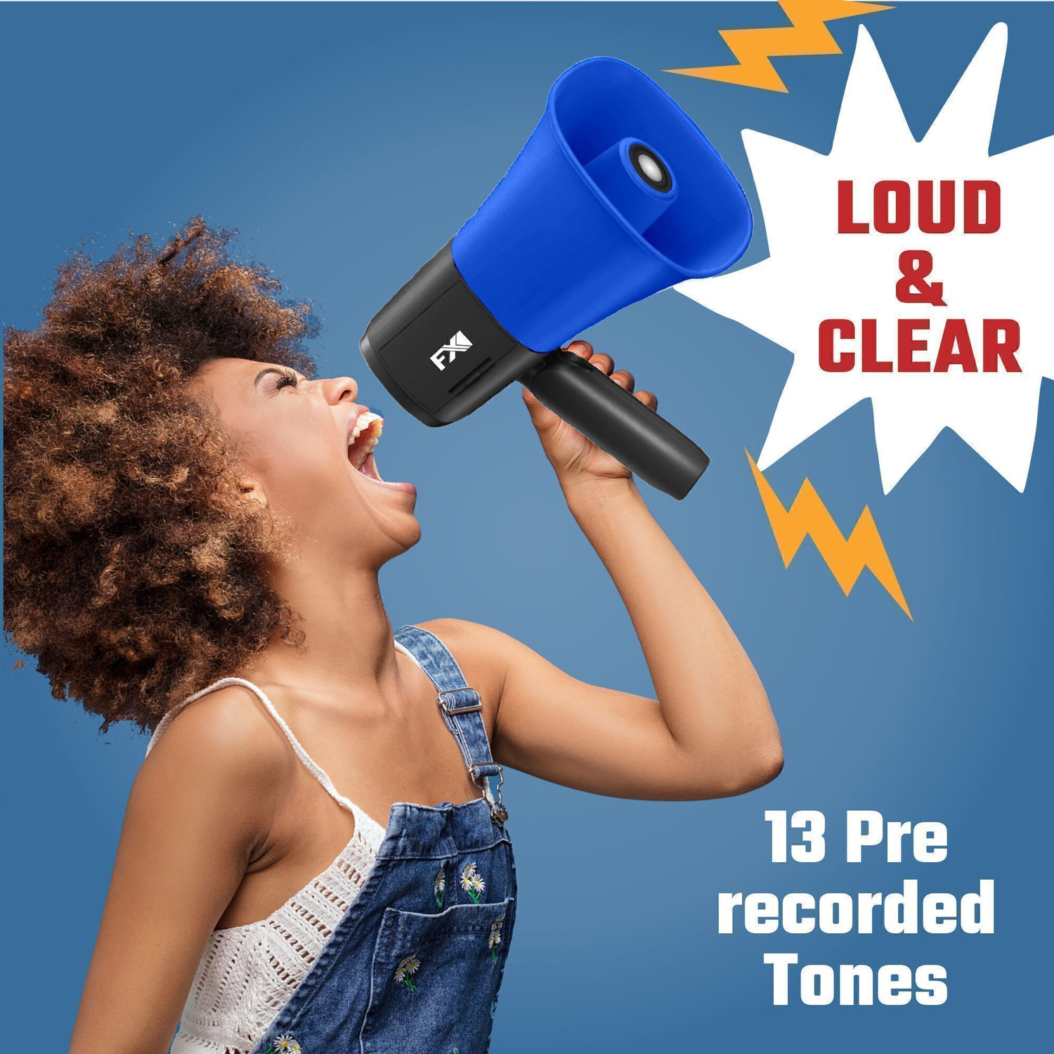 Image of FXI MP-835 Megaphone Speaker For Announcing Talk Record Play, Siren, Inbuilt Torch, Dual Battery Foldable Loudspeaker Bluetooth Megaphone with 13 Pre Recorded Tones Indoor, Outdoor PA System
