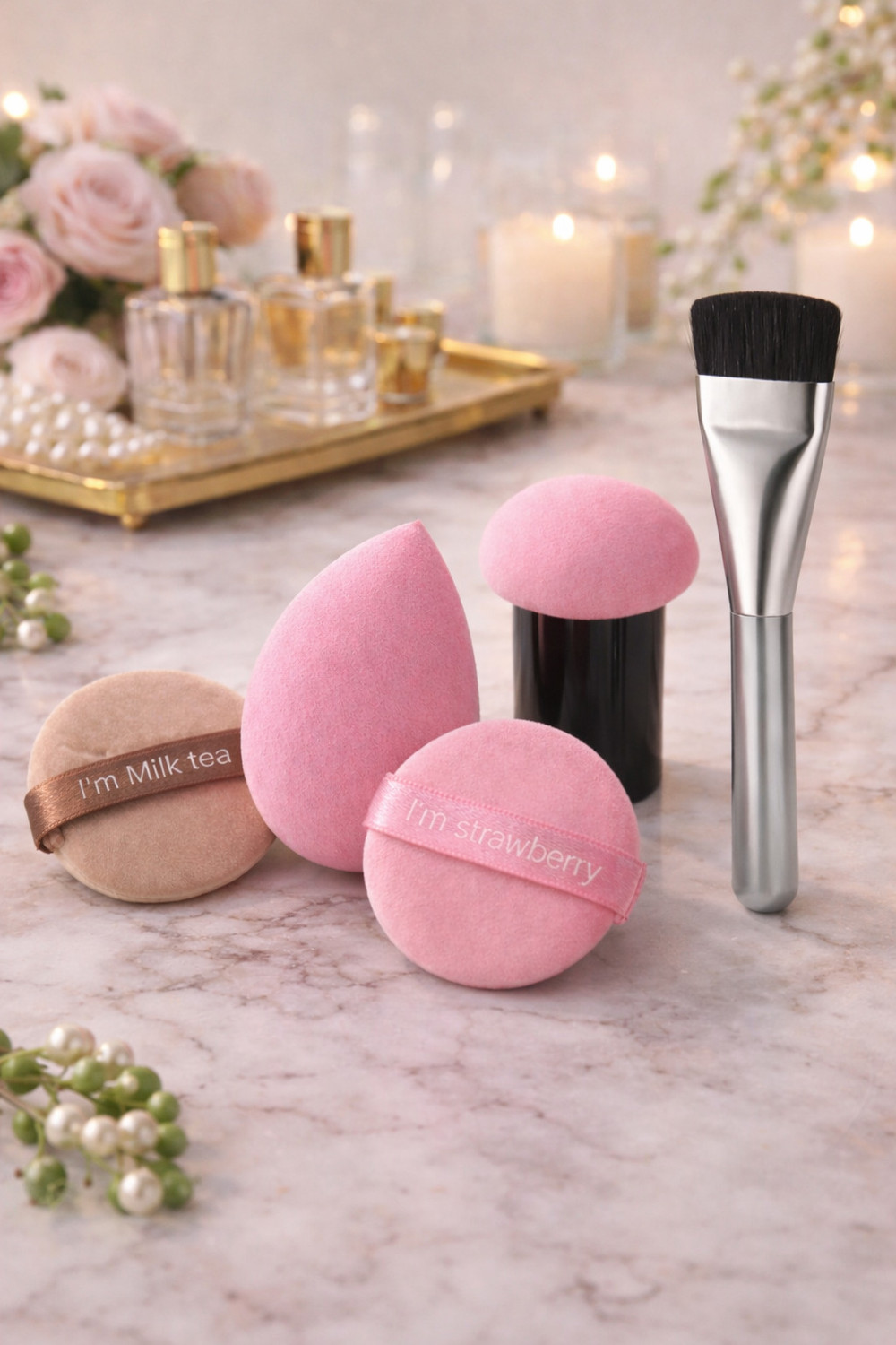 Image of TBC 5 Pcs Makeup Sponge Set with Foundation Brush & Powder Puff Beauty Blender