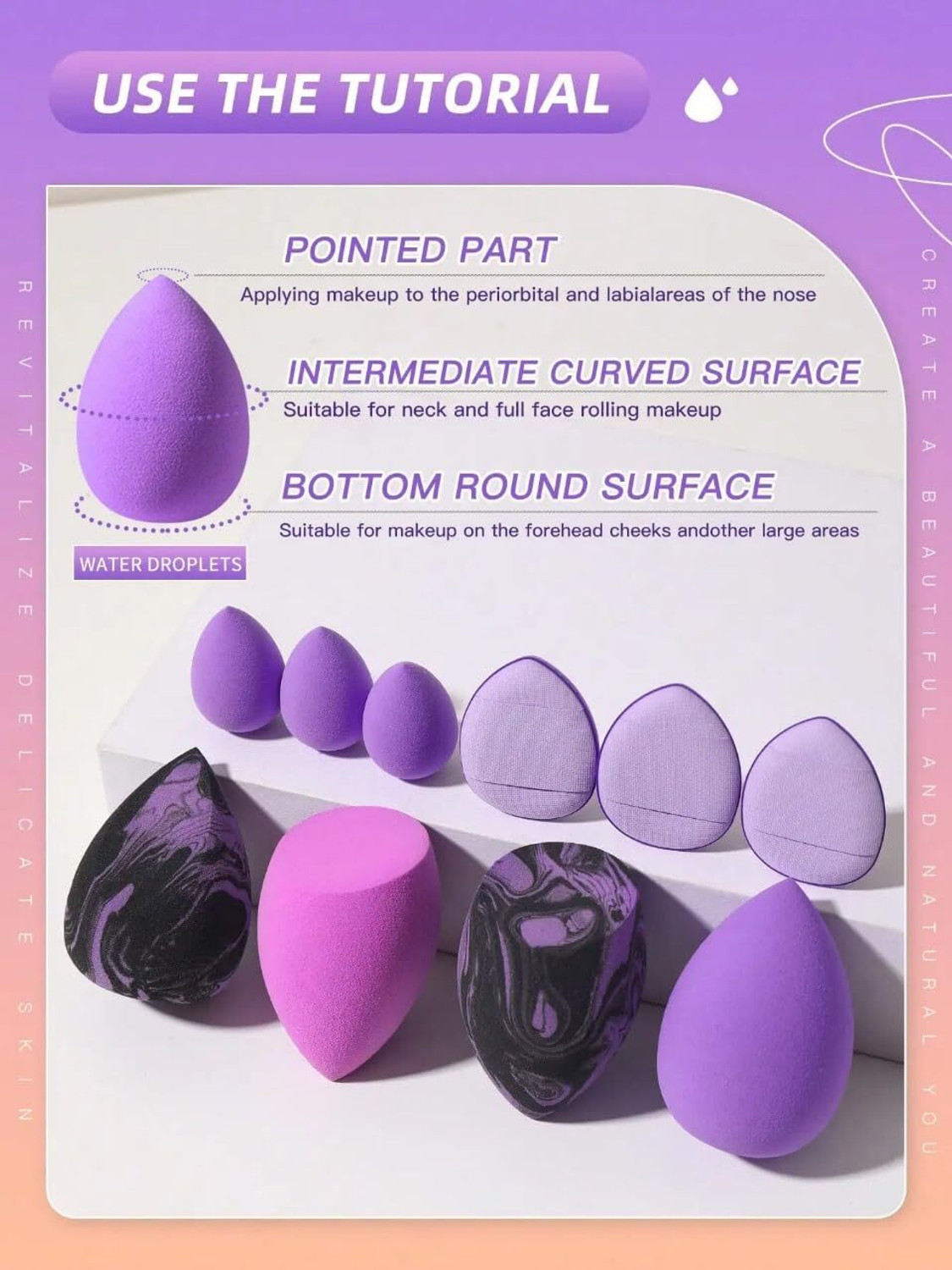 Image of DoDo Girl 12pcs Makeup Puff Small, medium and large combination set