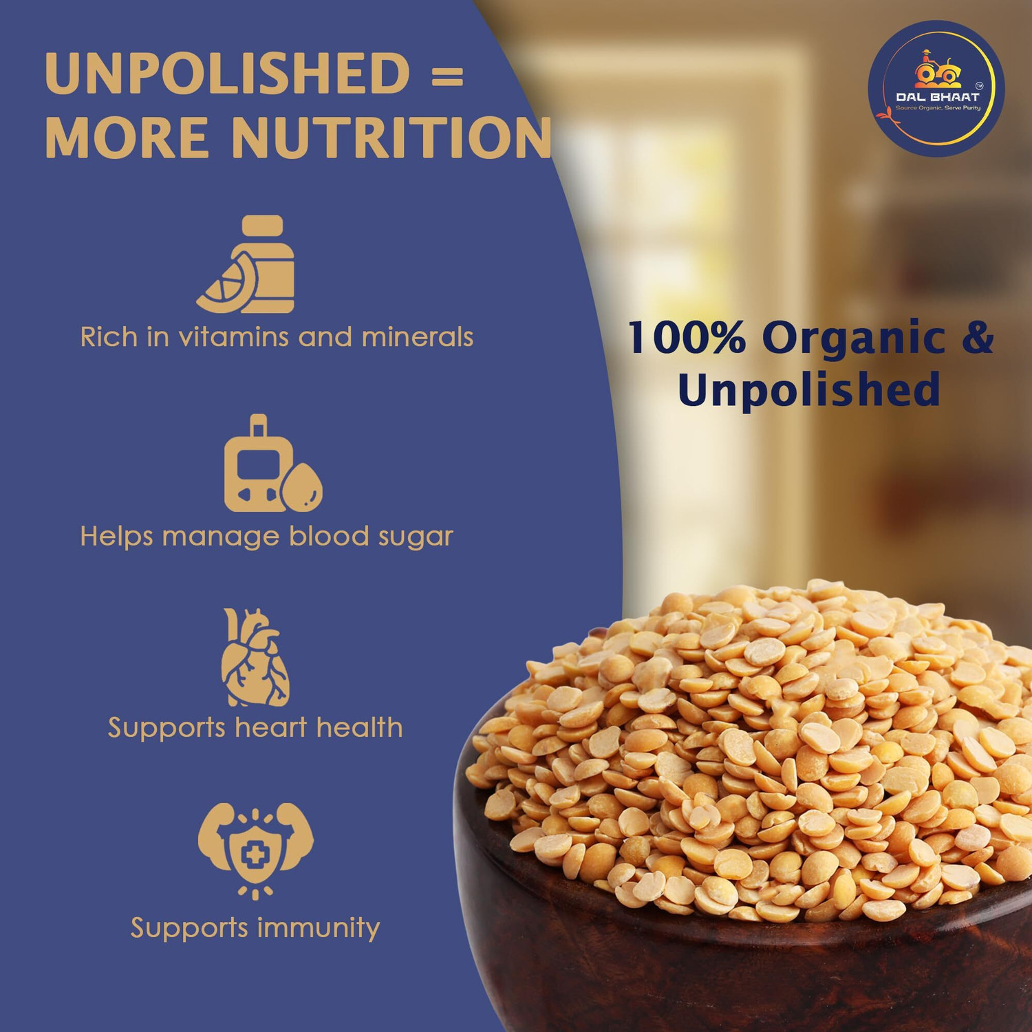 Image of Dal Bhaat Organic Unpolished Toor /Arhar Dal