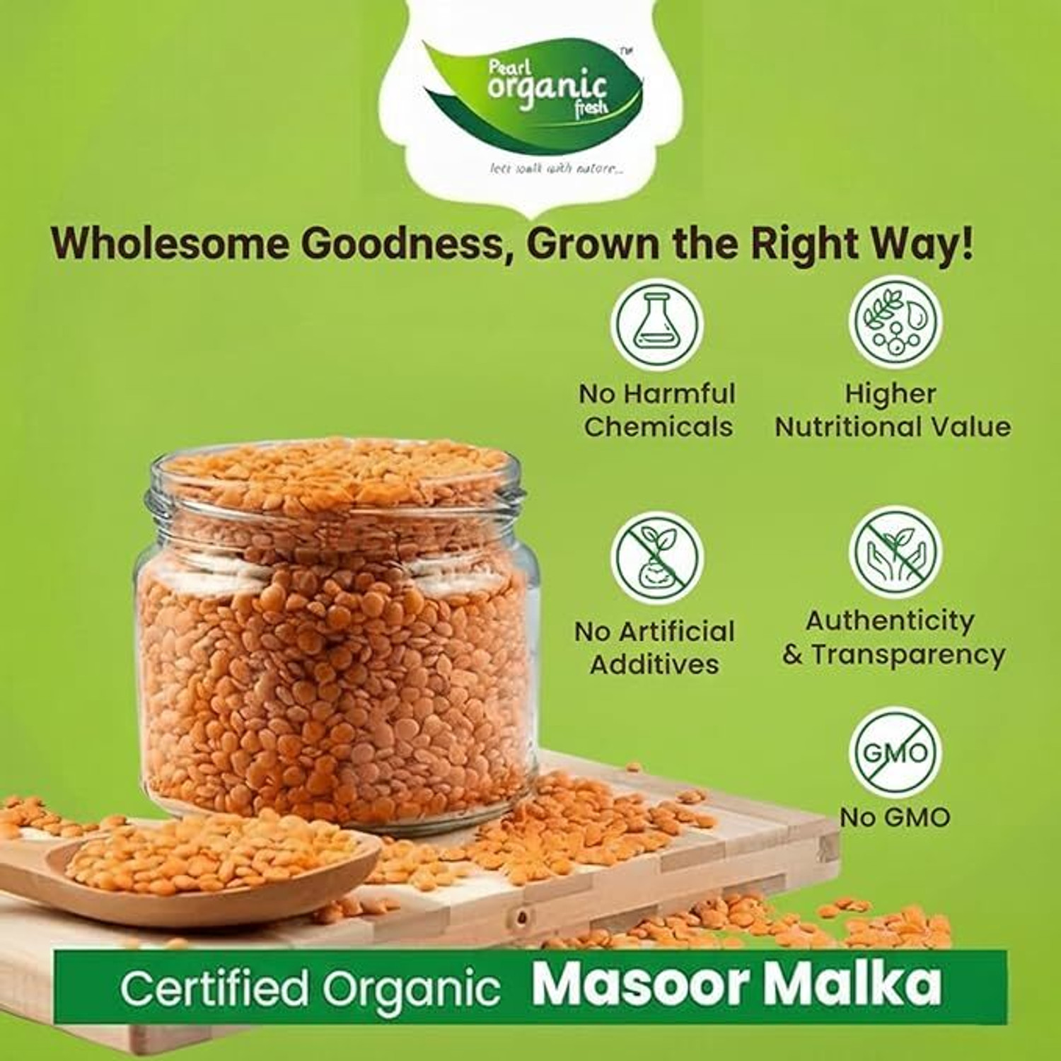 Image of Pearl Organic Fresh Unpolished Masoor Dal (Split)