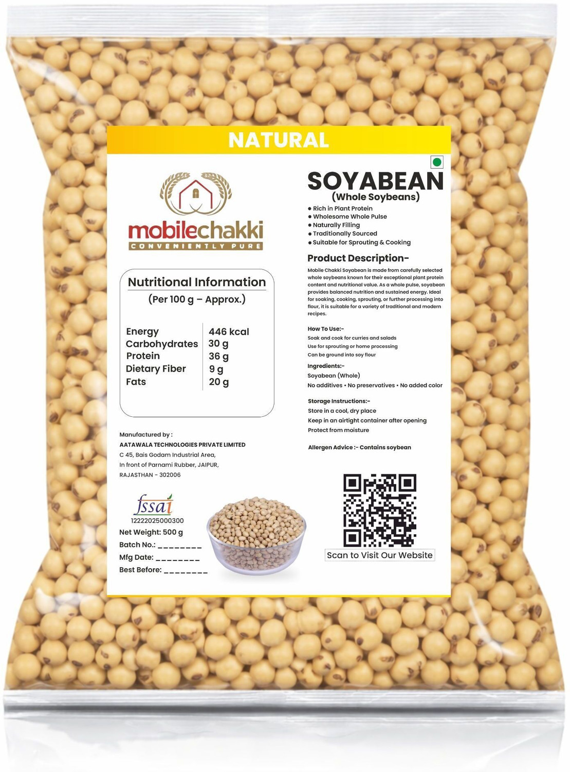 Image of MOBILE CHAKKI Unpolished Soya Bean