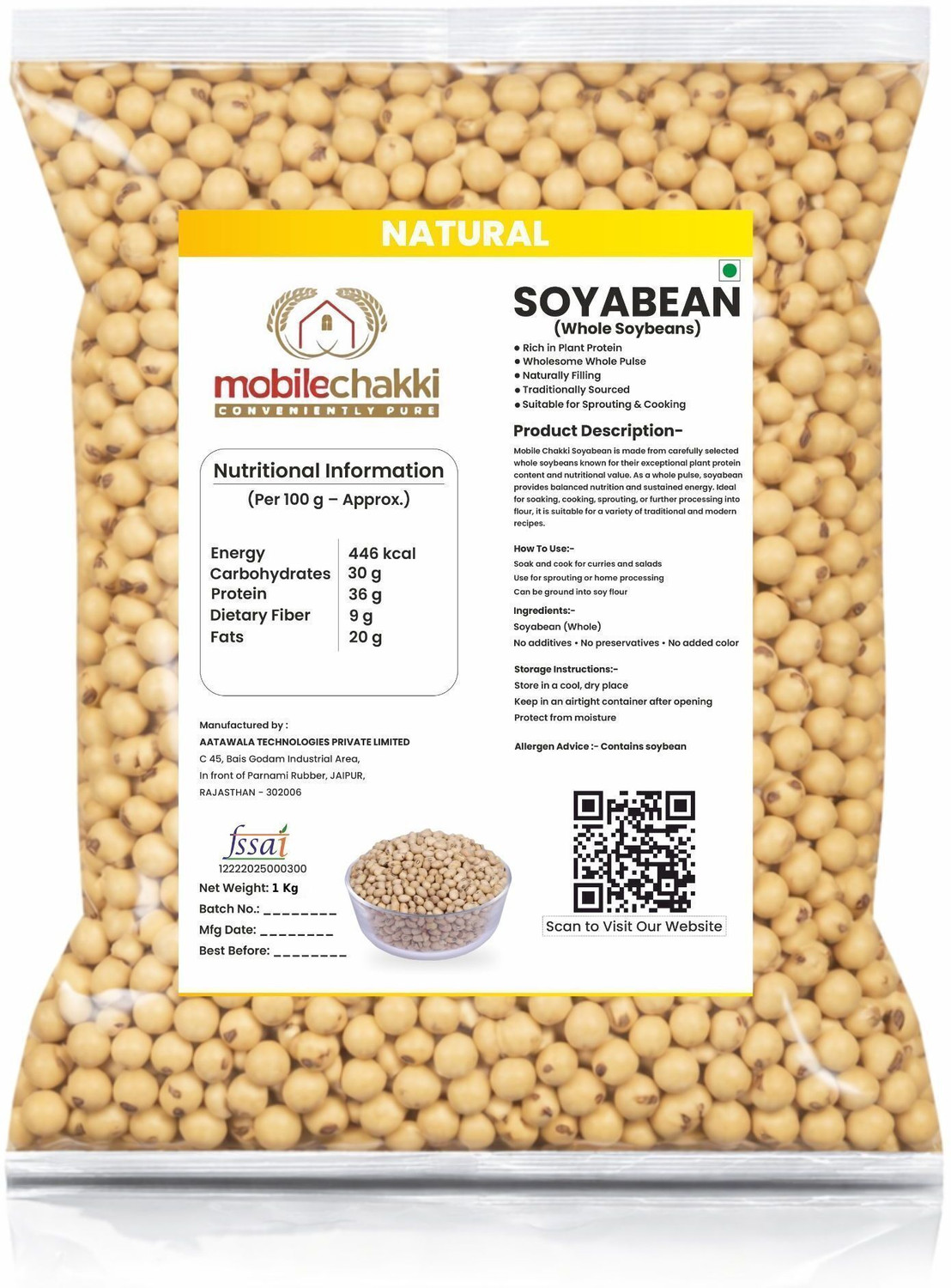 Image of MOBILE CHAKKI Unpolished Soya Bean