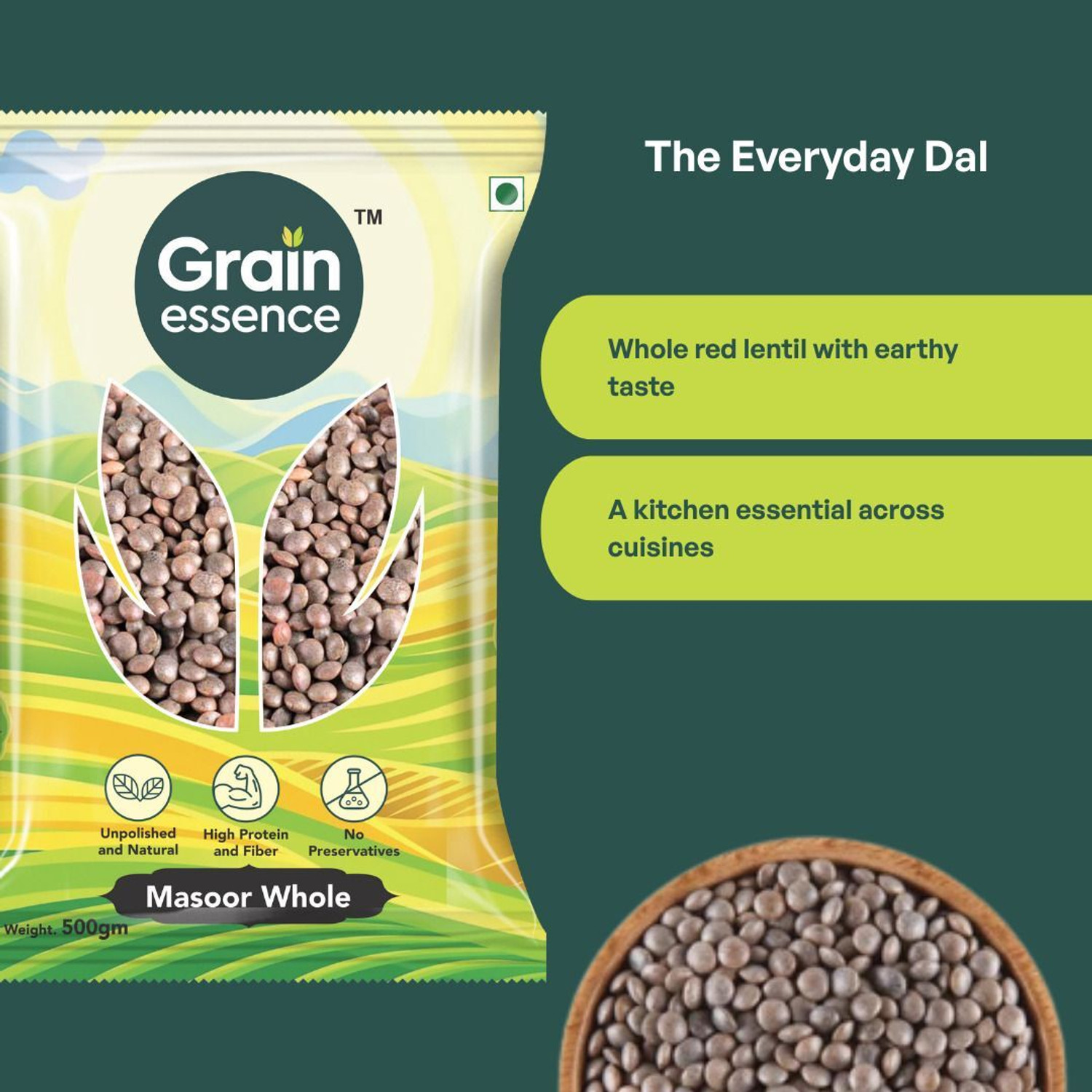 Image of GRAIN ESSENCE Unpolished Masoor Dal (Whole)