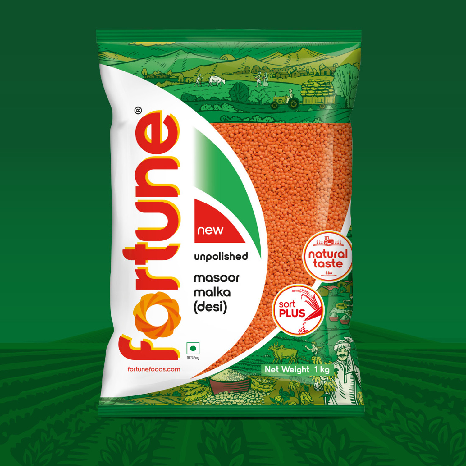 FORTUNE Unpolished Red Masoor Dal (Whole)