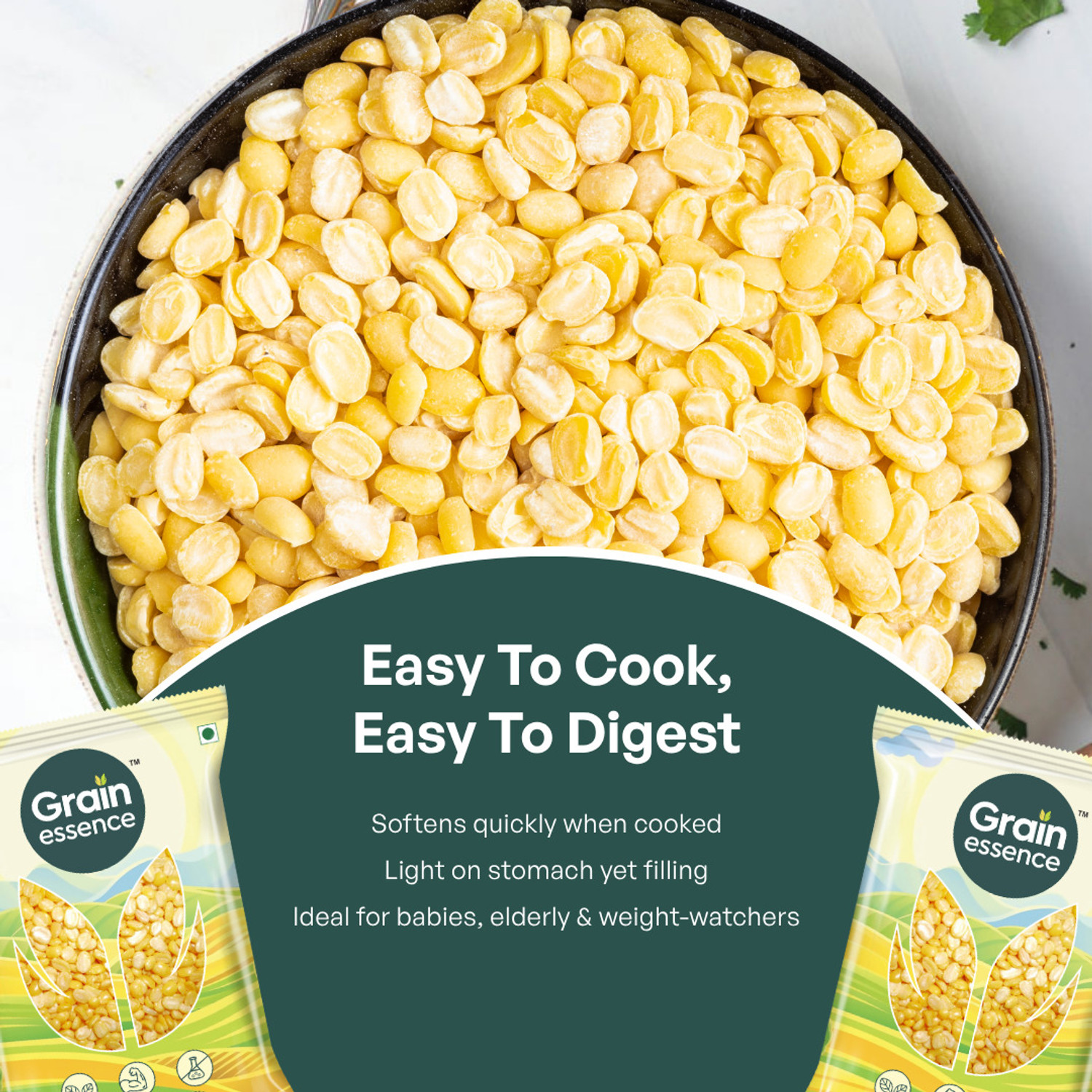 Image of GRAIN ESSENCE Unpolished Yellow Moong Dal (Split)