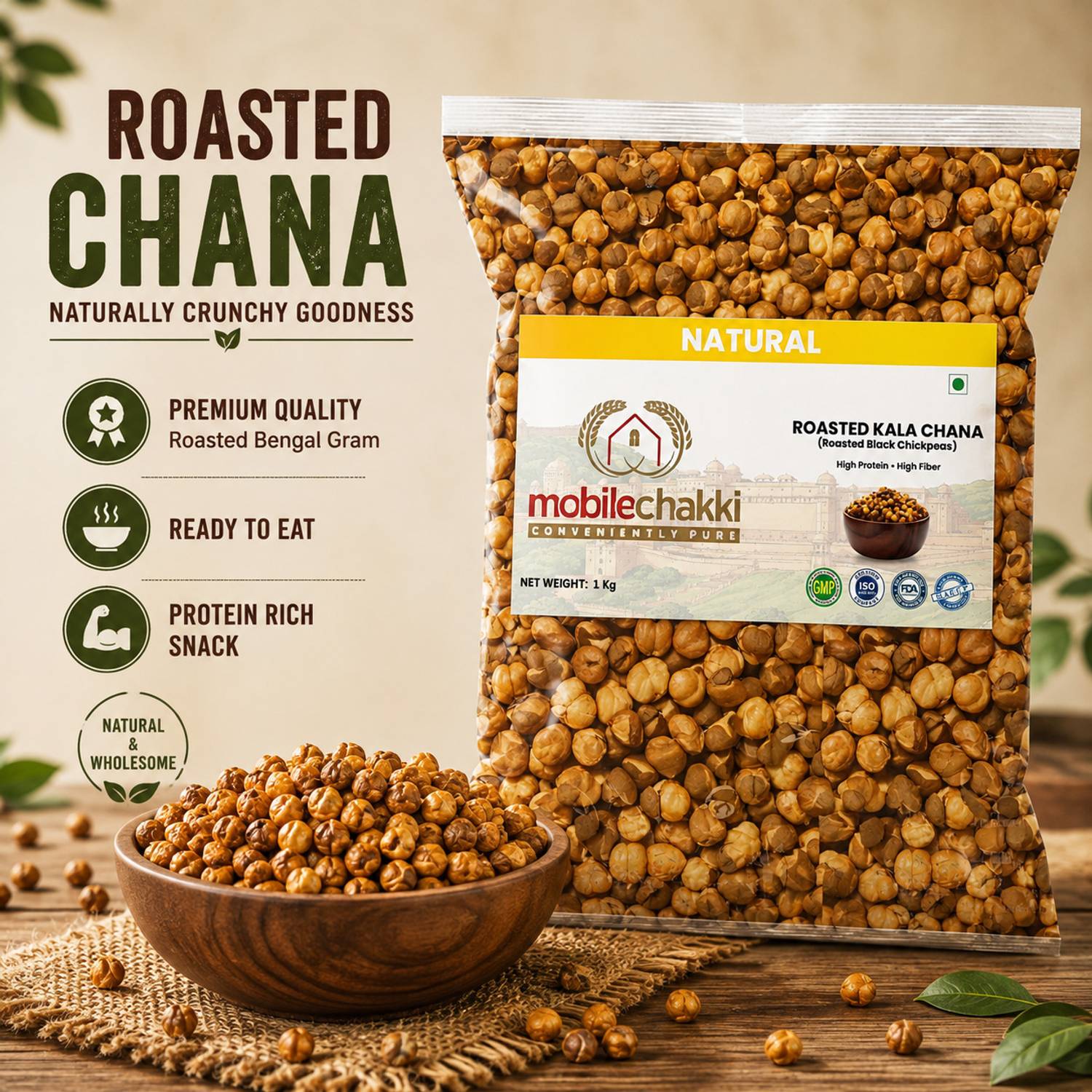 MOBILE Chakki Unpolished Roasted Bengal Gram - Image 2