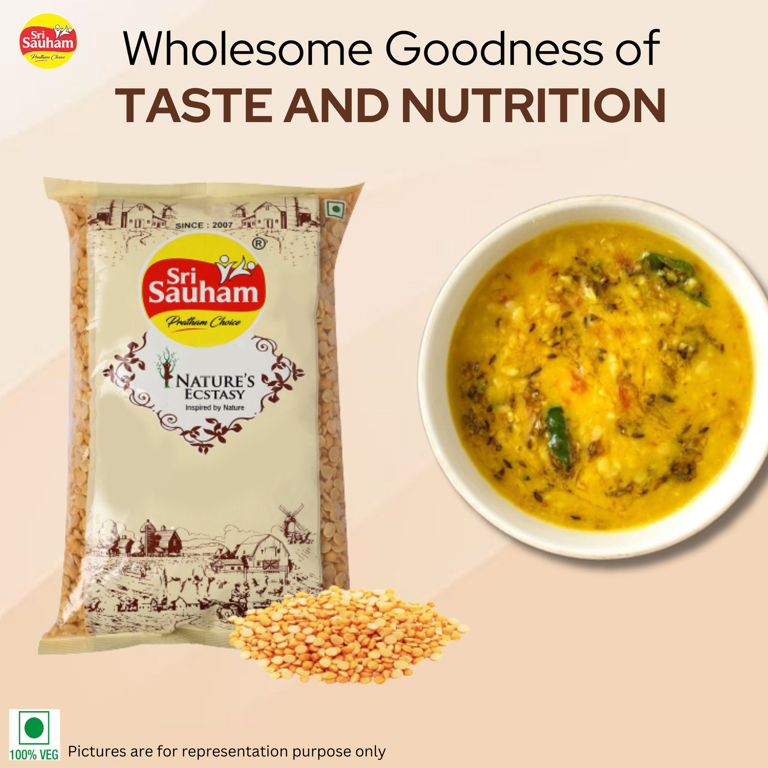 Image of Sri Sauham Unpolished Yellow Moong Dal (Split)