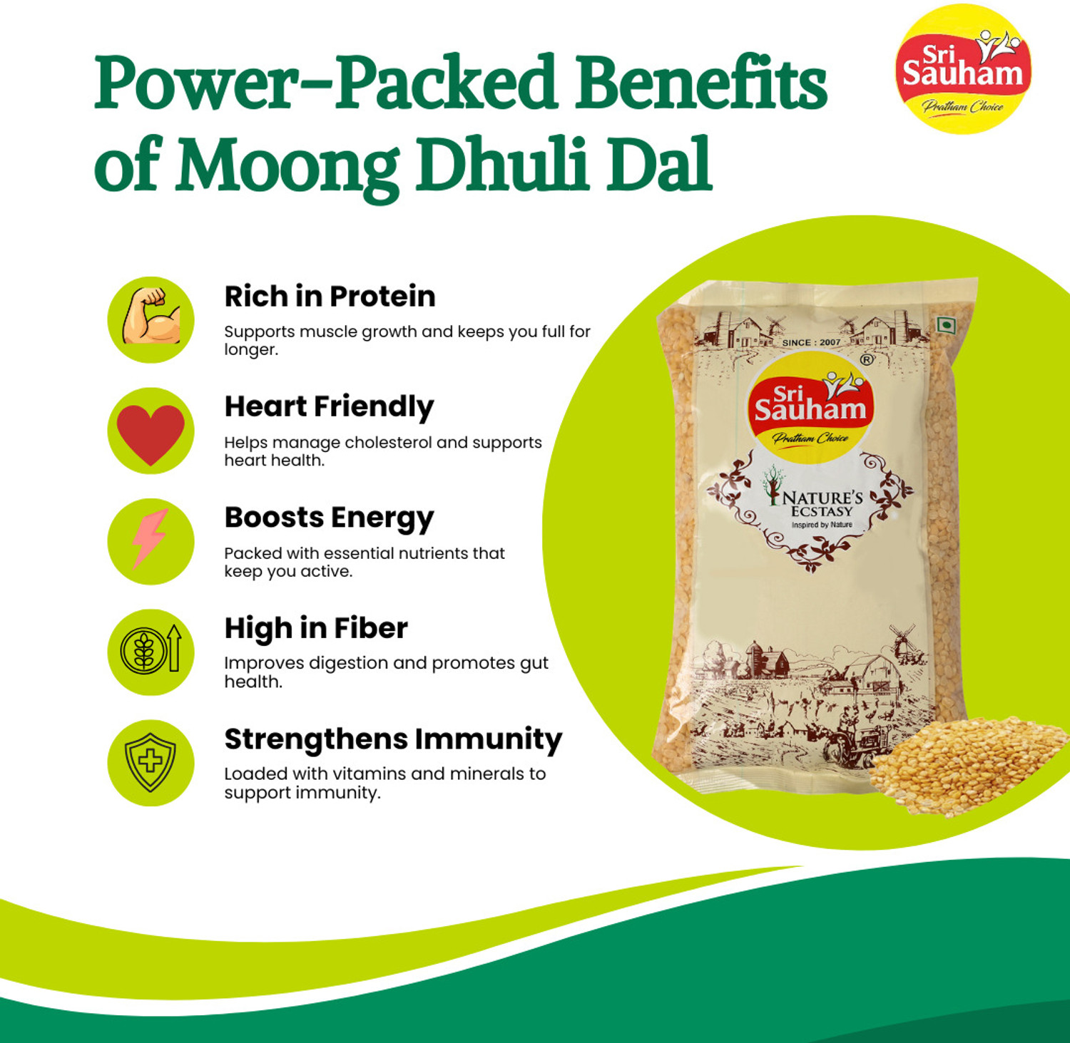 Image of Sri Sauham Unpolished Yellow Moong Dal (Split)
