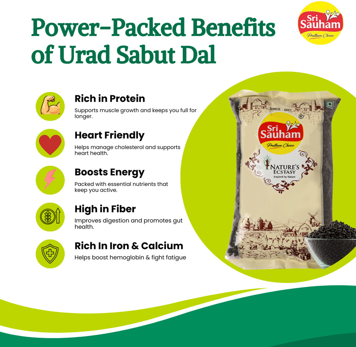Image of Sri Sauham Unpolished Black Urad Dal (Whole)