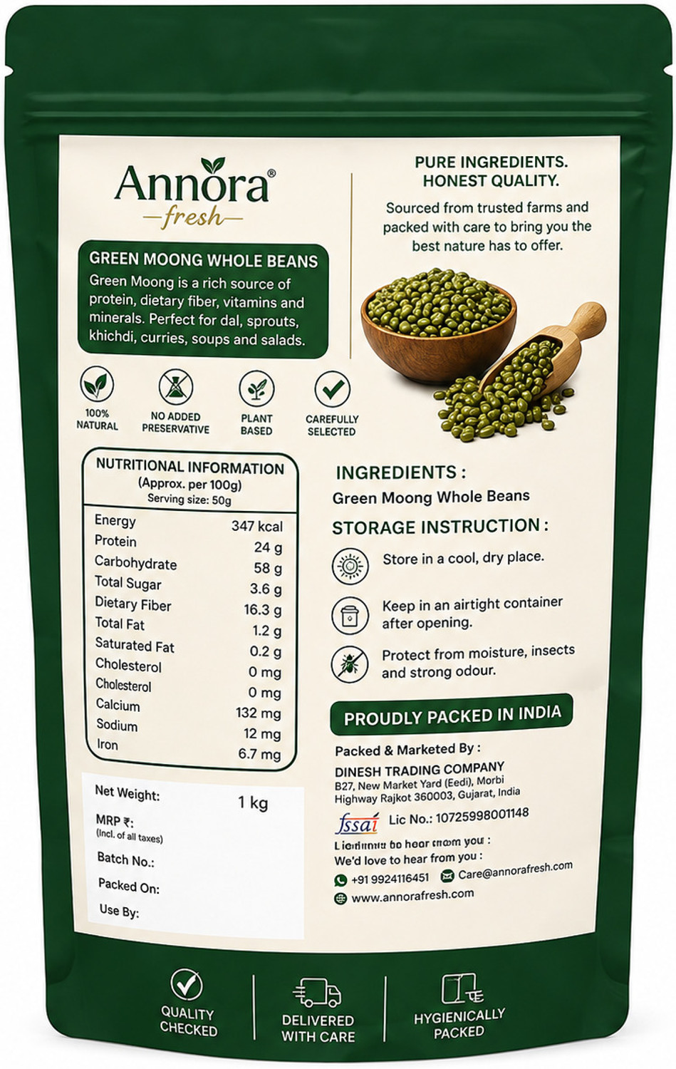 Image of Annora fresh Unpolished Green Moong Dal (Whole)