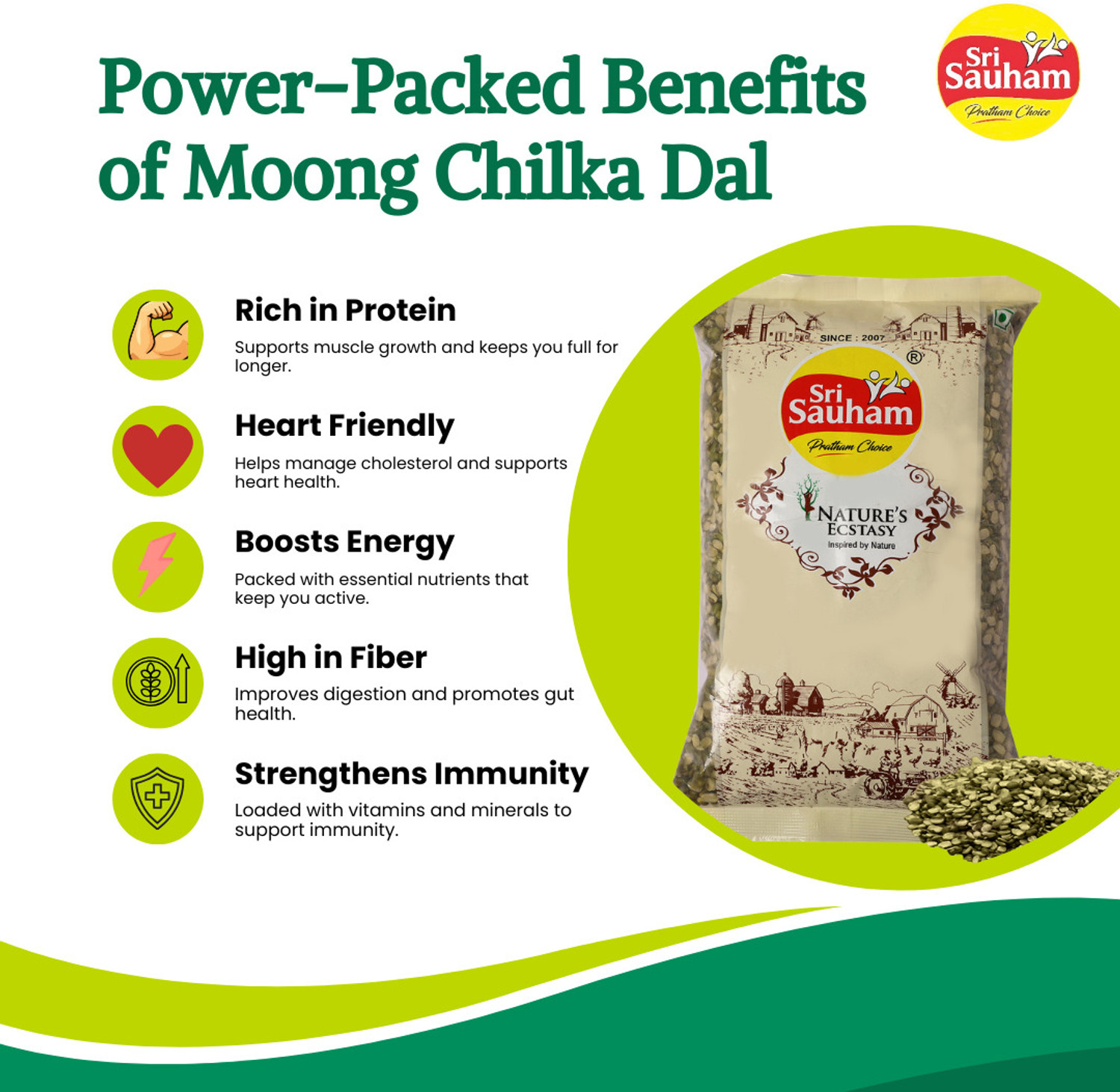 Image of Sri Sauham Unpolished Green Moong Dal