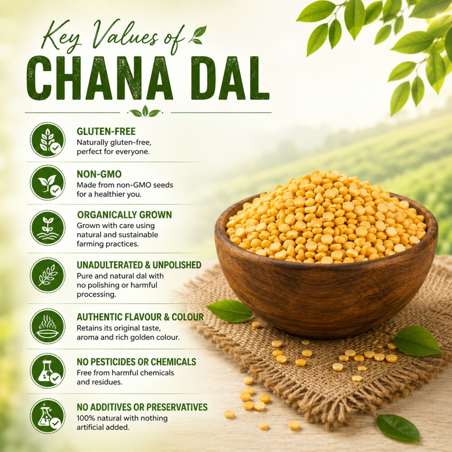 Image of Pearl Organic Fresh Unpolished Yellow Chana Dal (Split)