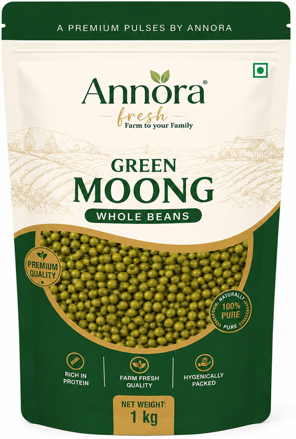 Image of Annora fresh Unpolished Green Moong Dal (Whole)