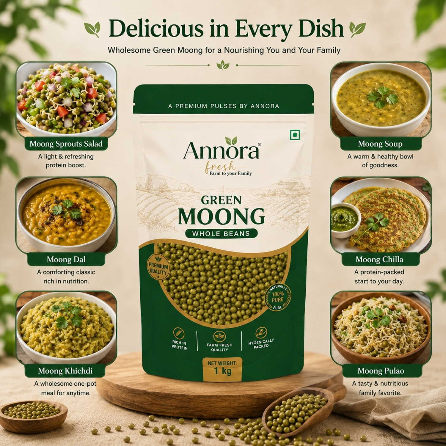 Image of Annora fresh Unpolished Green Moong Dal (Whole)