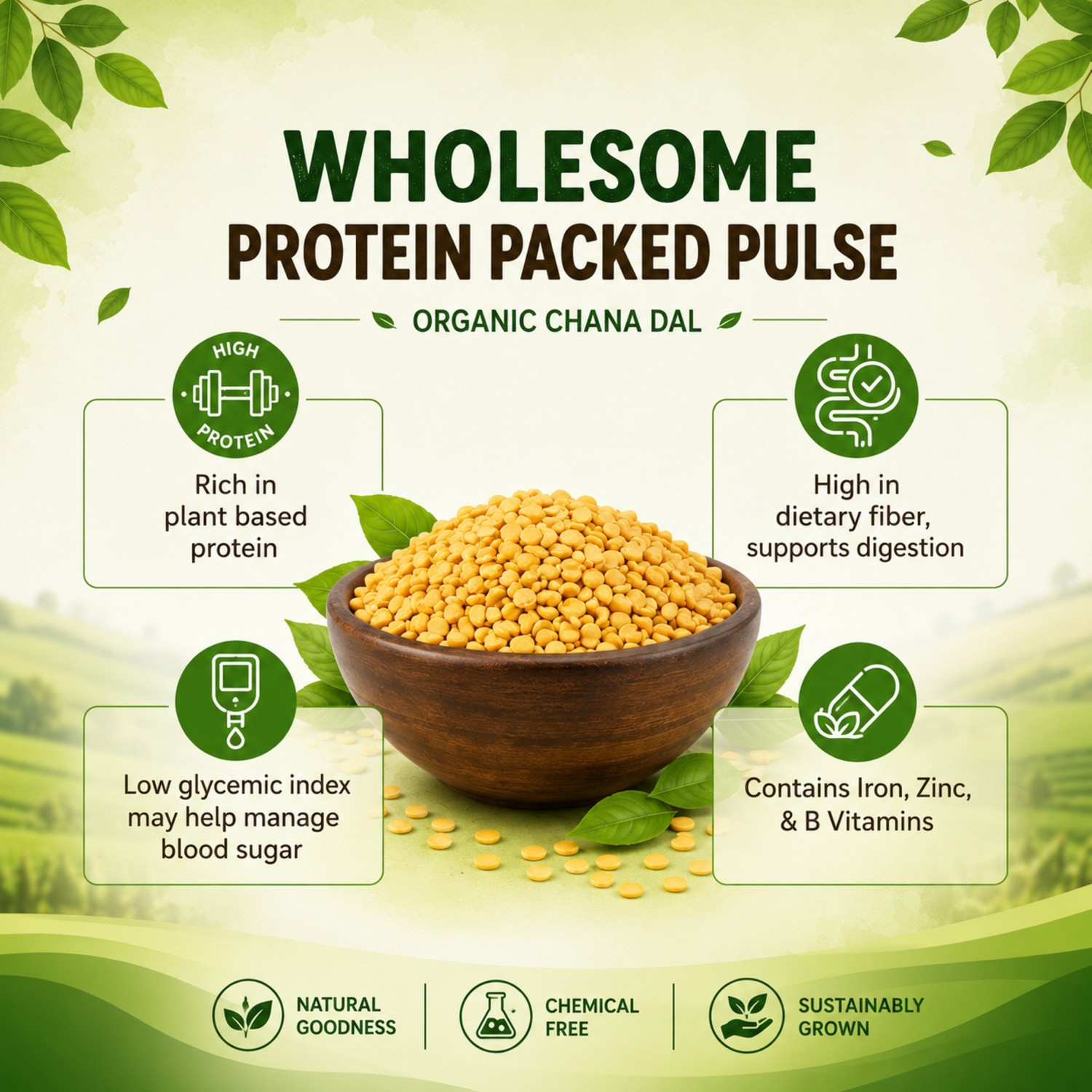 Image of Pearl Organic Fresh Unpolished Yellow Chana Dal (Split)