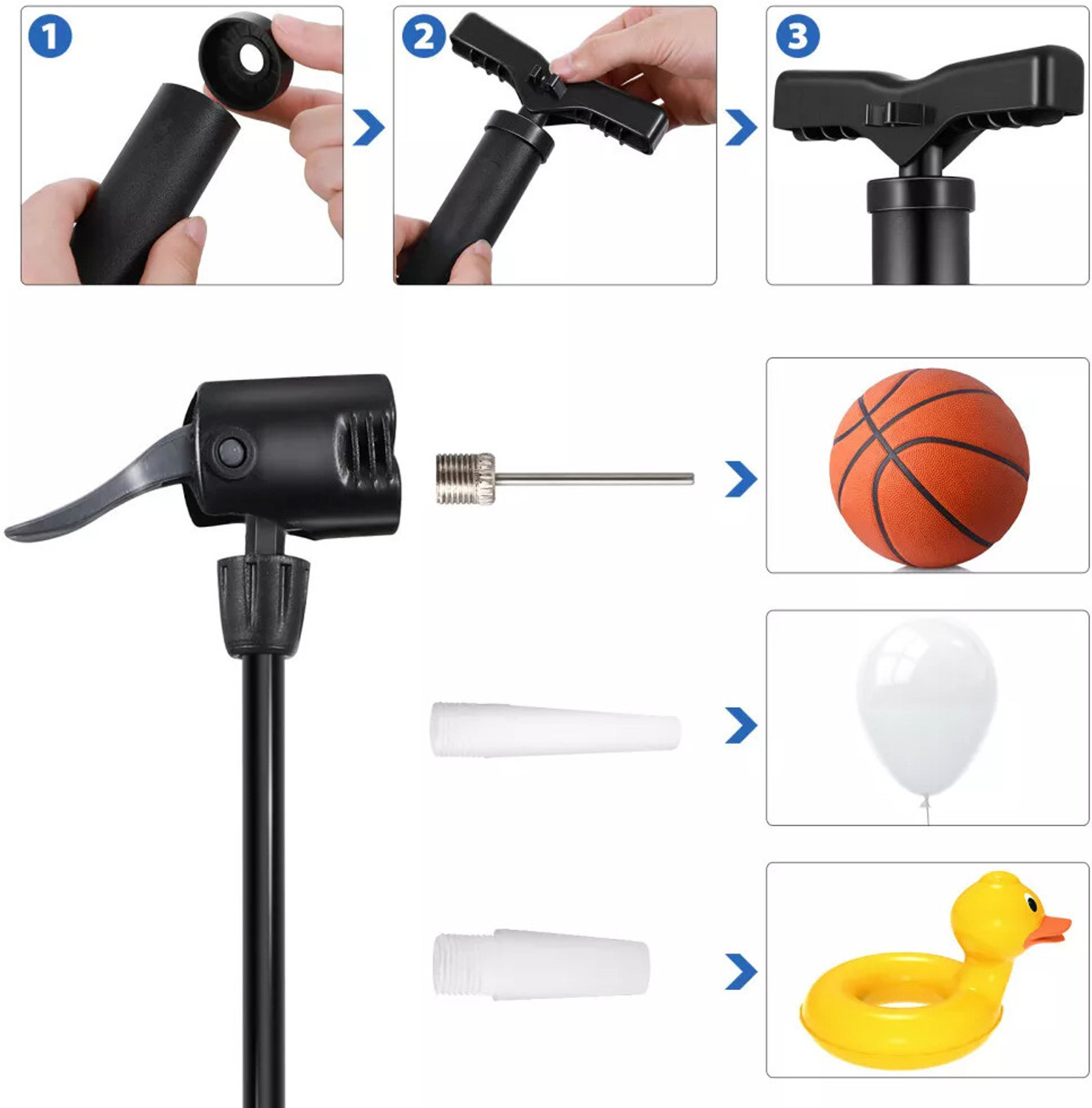 Image of ShopiMoz Portable 120PSI Mini Bike Floor Pump, Bicycle Air Pump Automatically Reversible Bicycle, Ball, Football Pump, Handball Pump, Volleyball Pump Pump
