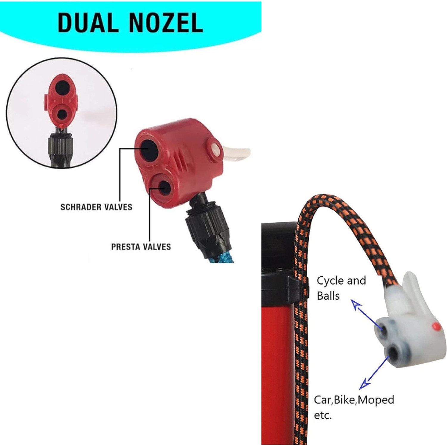 Image of Amk High Pressure Air Pump for Car Bike Bicycle Ball /Toys /Cycle Pump Multi Color Bicycle, Ball, Basketball Pump, Football Pump, Handball Pump Pump