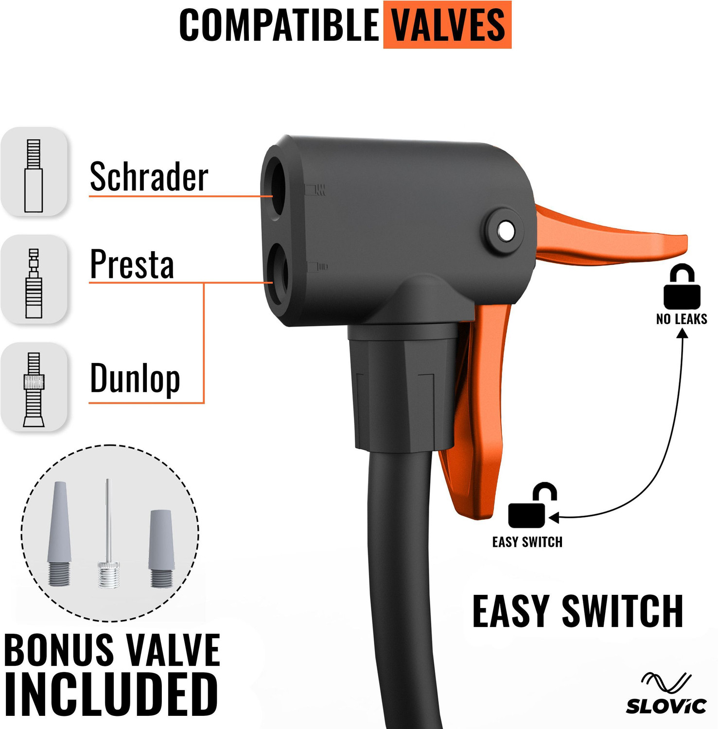 Image of SLOVIC Cycle Pump Build for MultiPurpose Use - Easy To Carry | Bicycle, Basketball Pump, Motorcycle, Football Pump, Ball, Volleyball Pump, Car Pump