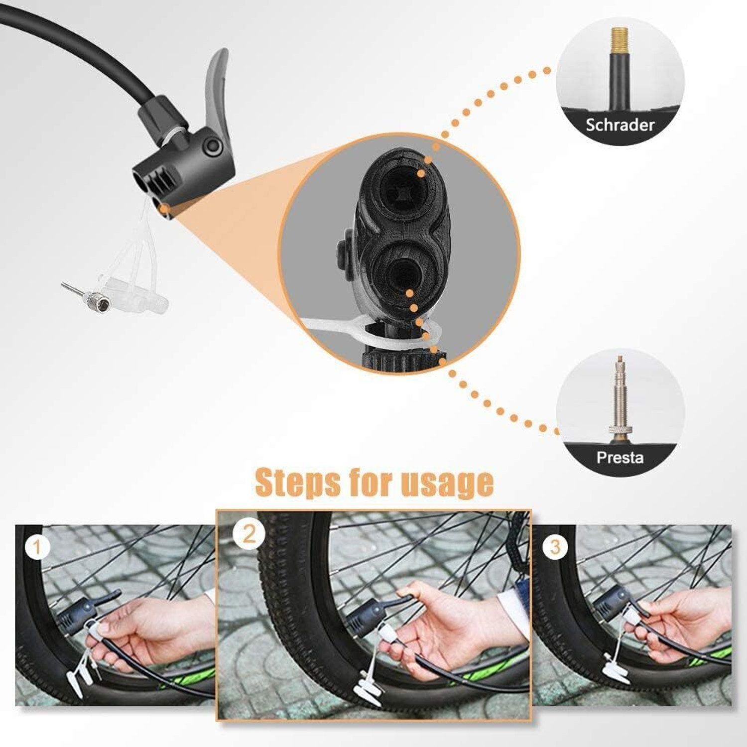 Image of ShopiMoz Portable 120PSI Mini Bike Floor Pump, Bicycle Air Pump Automatically Reversible Bicycle, Ball, Football Pump, Handball Pump, Volleyball Pump Pump