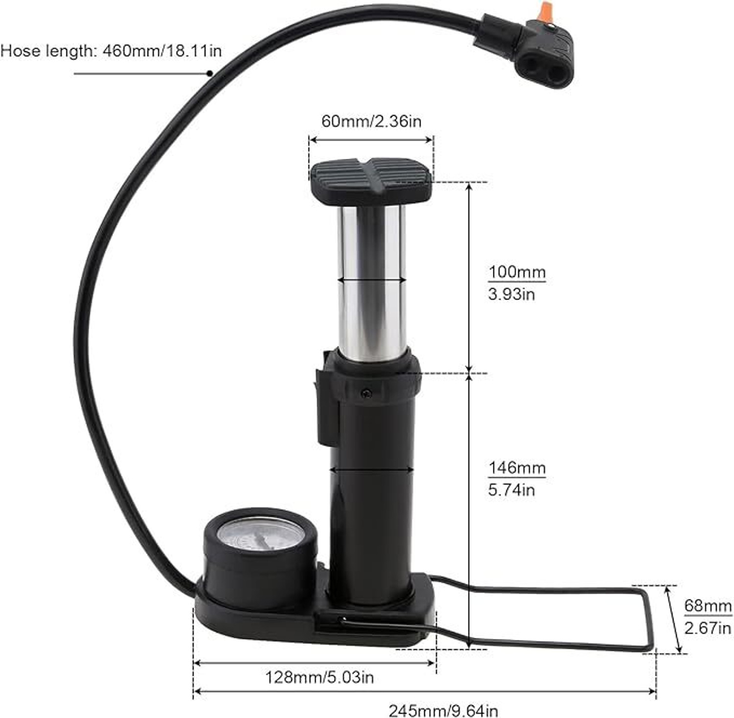 Image of Vinsera Foot pump Ball, Balloon, Basketball Pump, Car, Football Pump, Motorcycle, Bicycle Pump (Black)